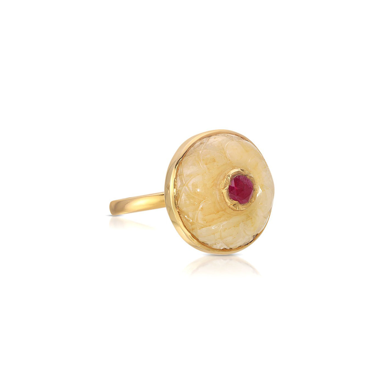 Yellow Sapphire Ruby Dome Cocktail Ring