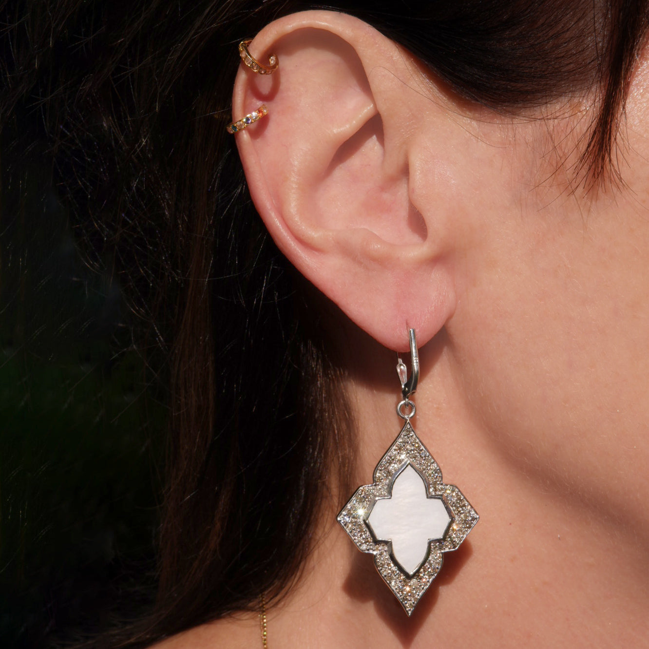 Mother Of Pearl Diamond Earrings