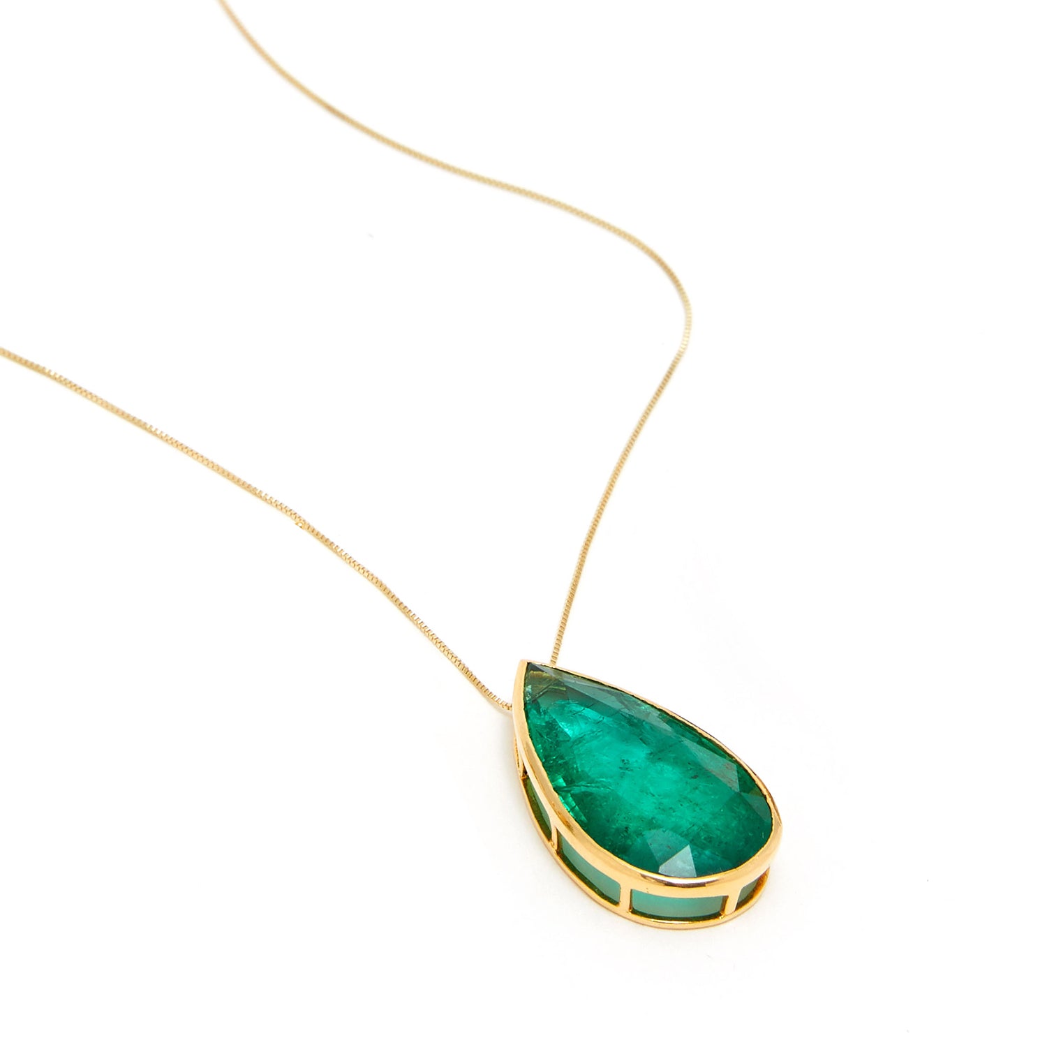 Certified Emerald Pear Drop Pendant