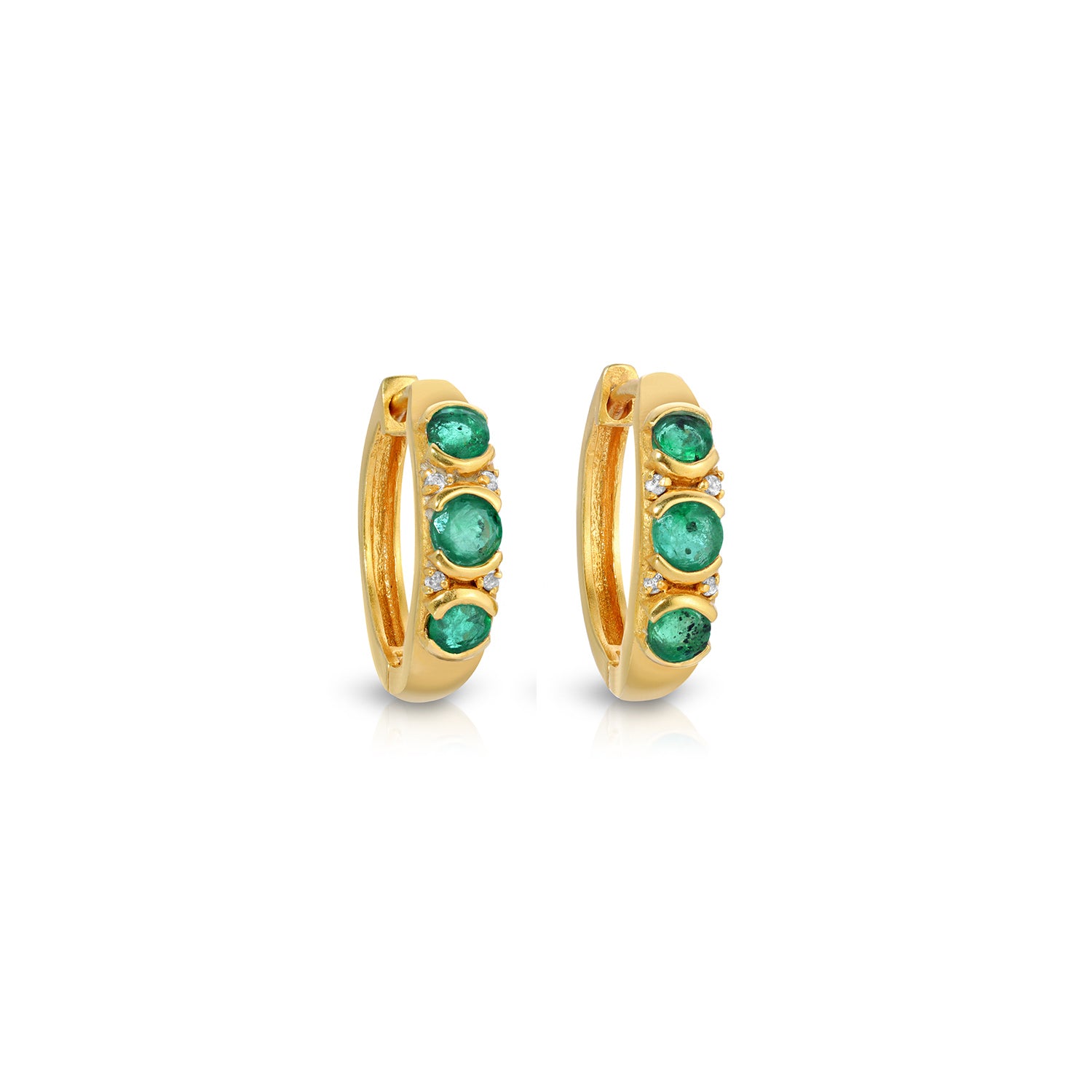 Emerald Diamond Trio Hoop Earrings