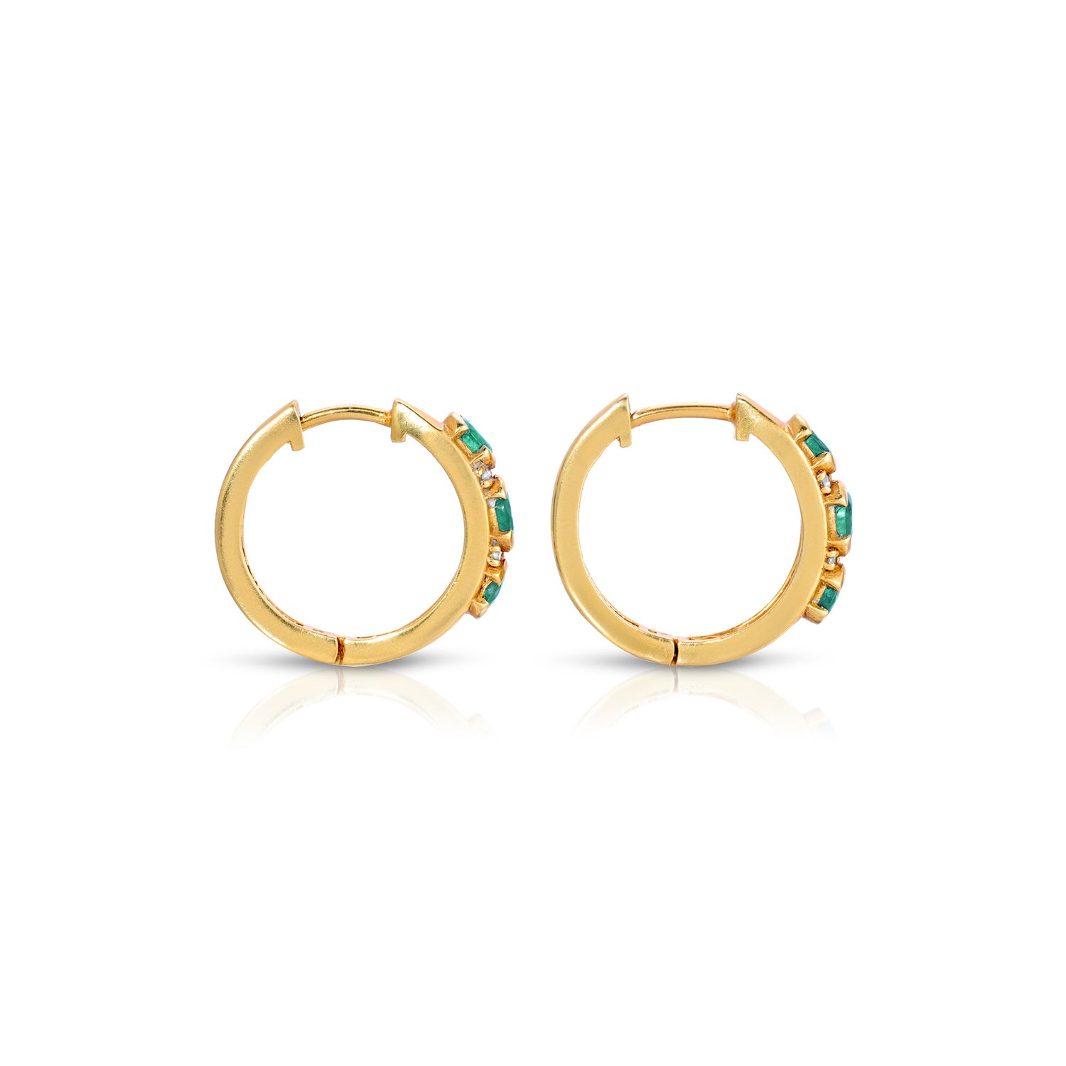 Emerald Diamond Trio Hoop Earrings