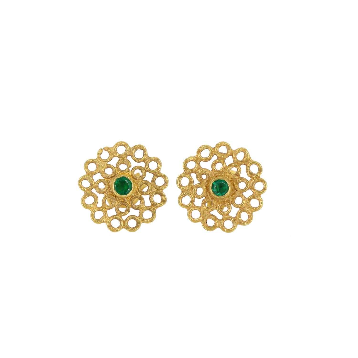 Emerald Matte Gold Filigree Studs