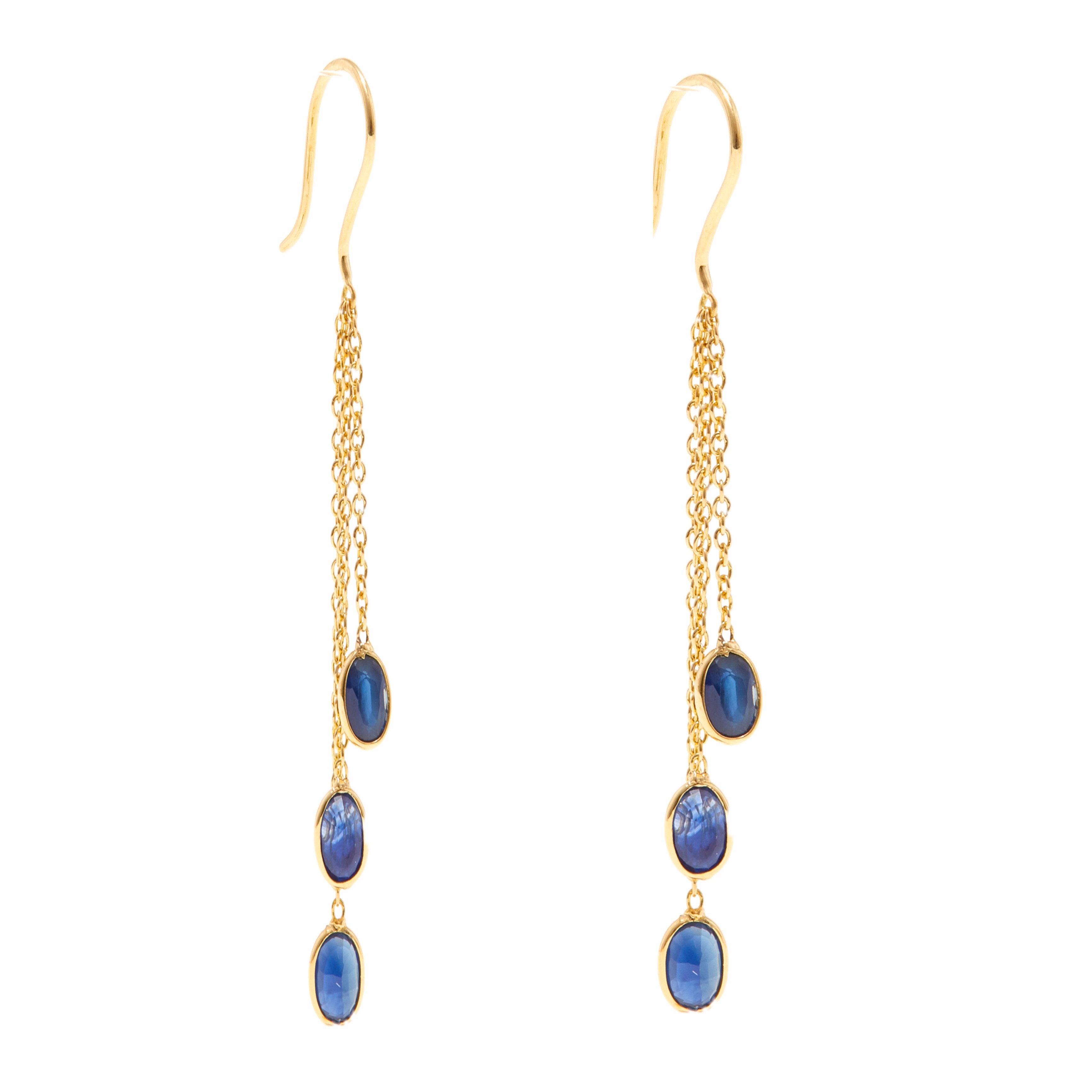 Sapphire Cascade Chain Earrings