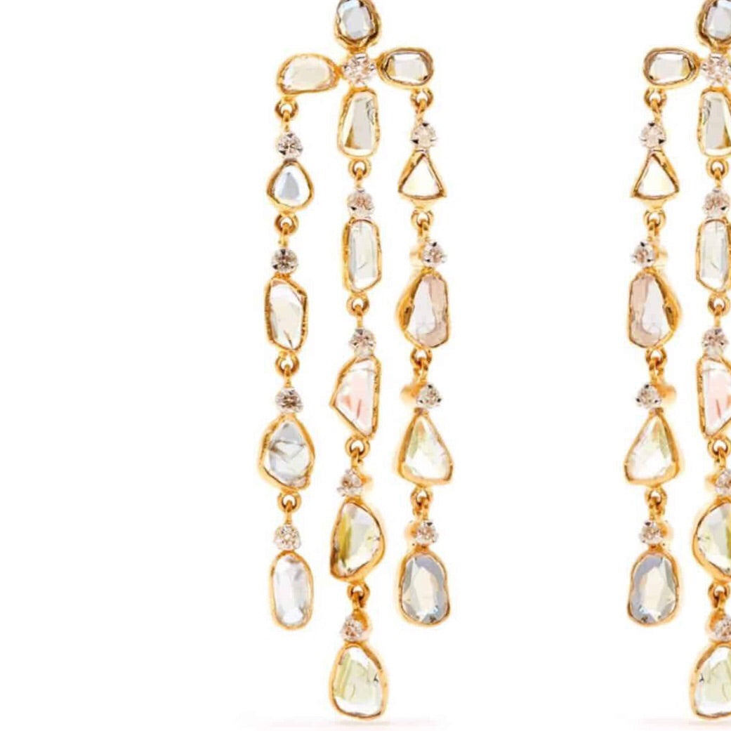 ‘The Beautiful Ones’ Diamond Chandelier Gold Earrings-Earrings-Jaipur Atelier