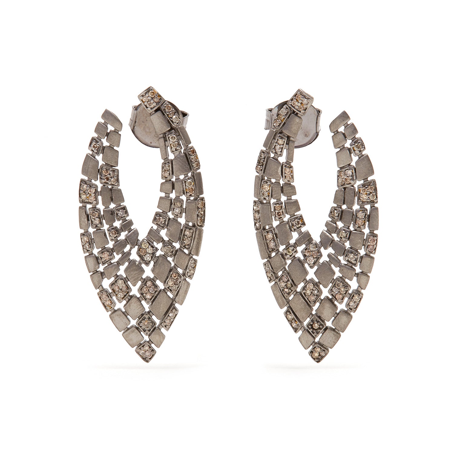 Jaipur Atelier Matte Grey Diamond 'V' Earrings