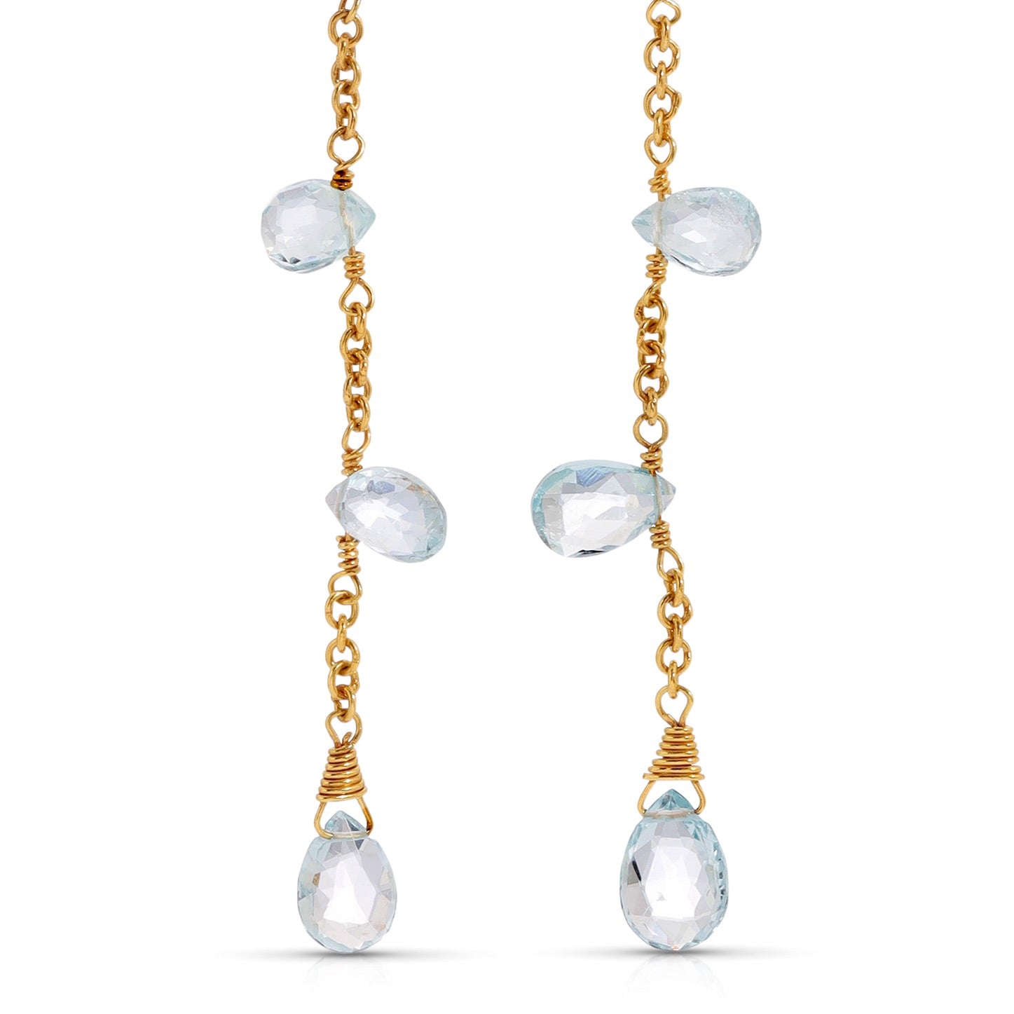 Aquamarine Droplet Chain Earrings