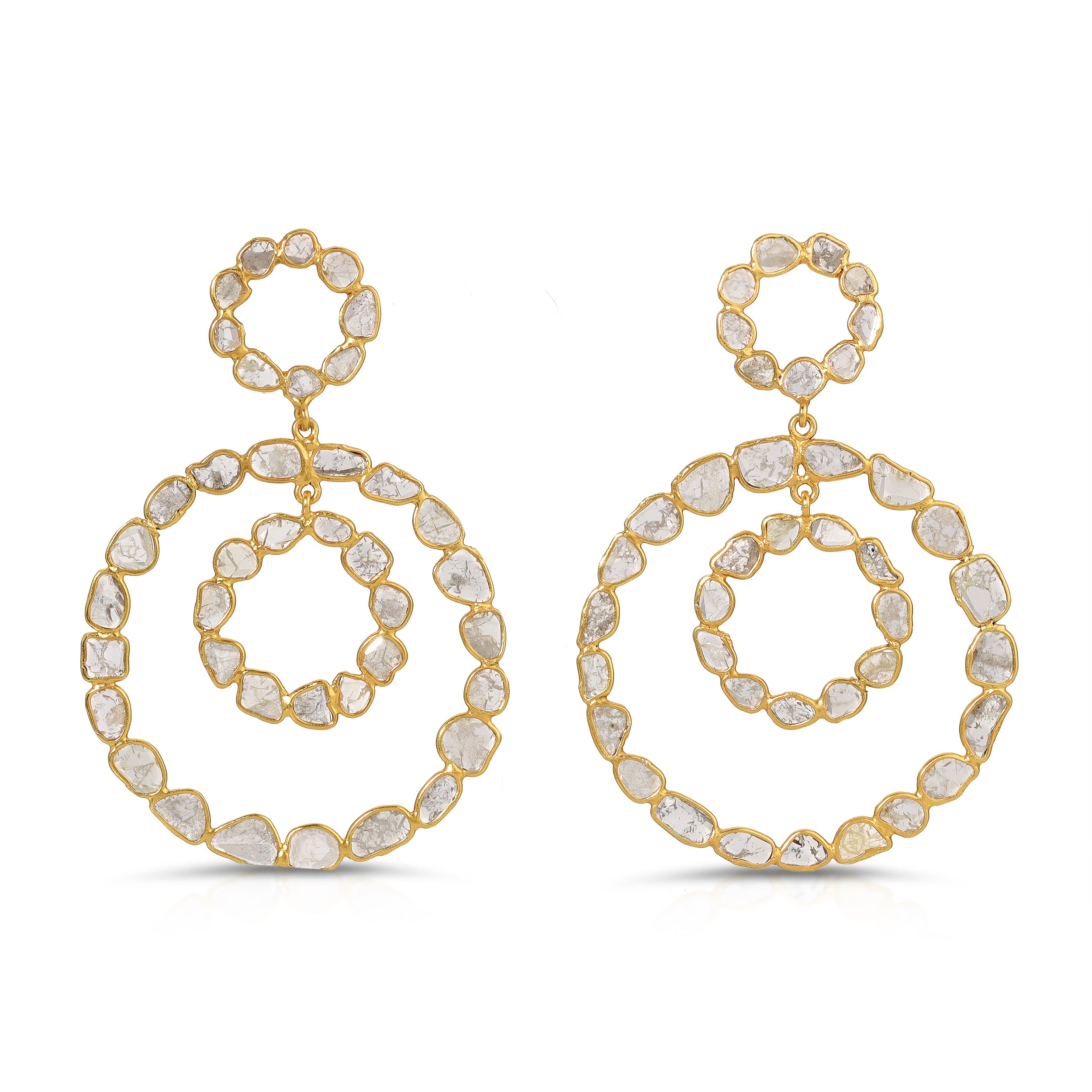 Golden Diaphanous Diamonds Doublet Hoops