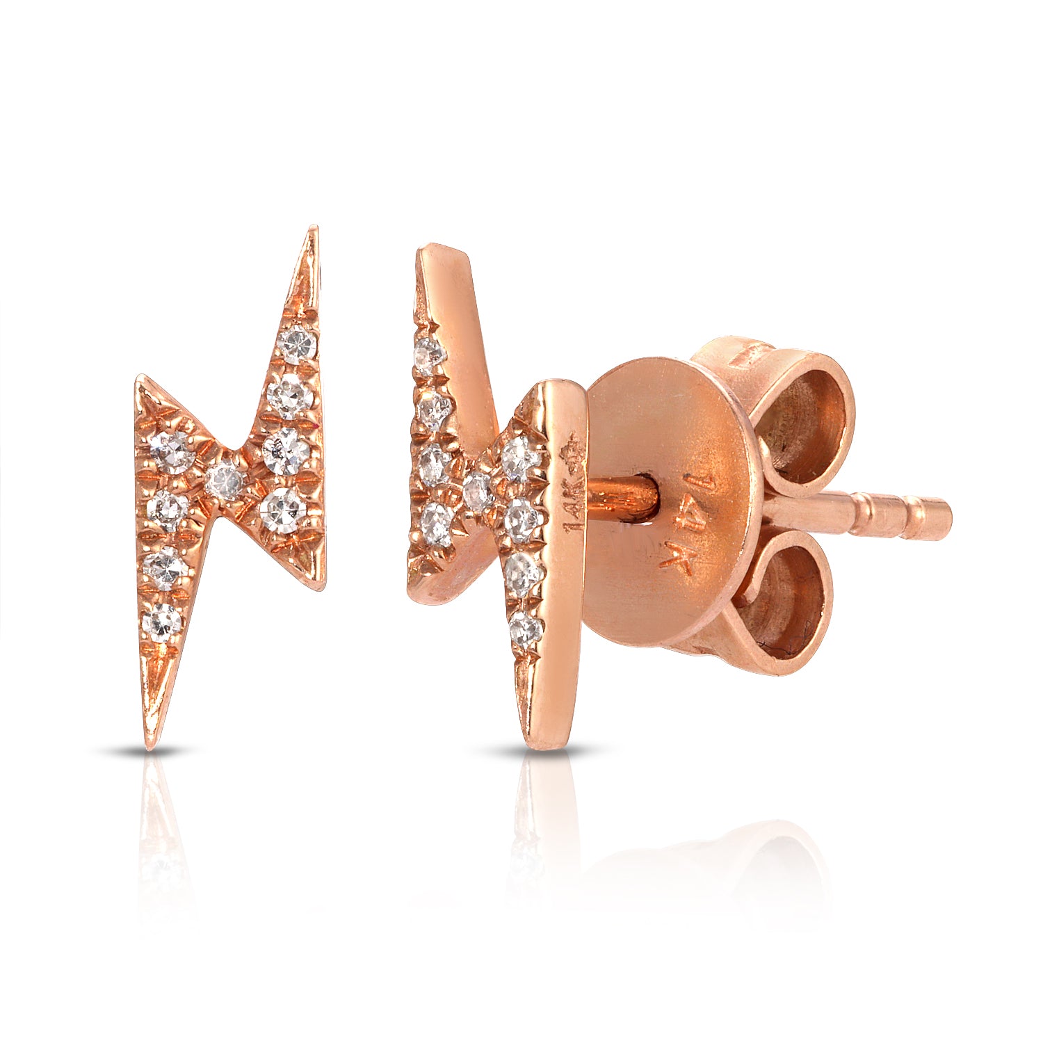 Rose Gold Diamond Lightening Flash Studs