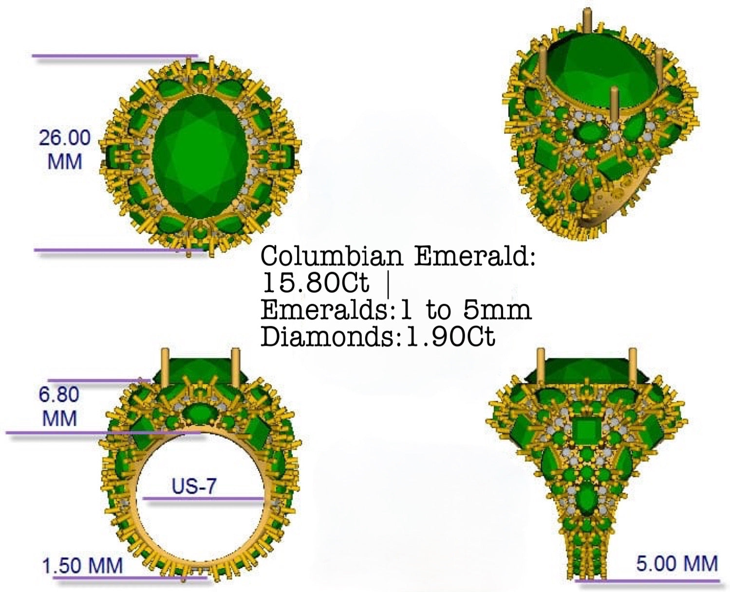 Emerald Bomba Diamond Cocktail Ring