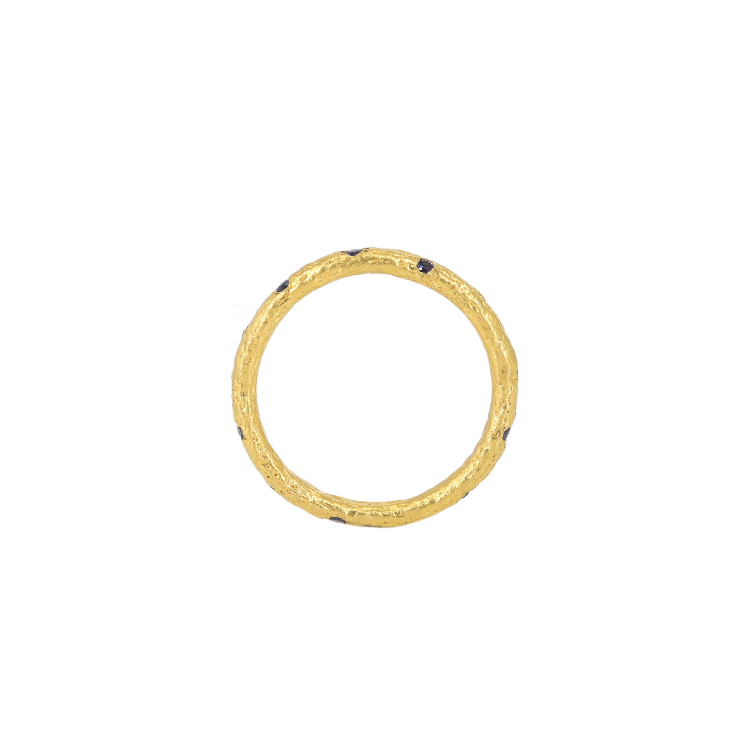 Sapphire Hammered Gold  Band