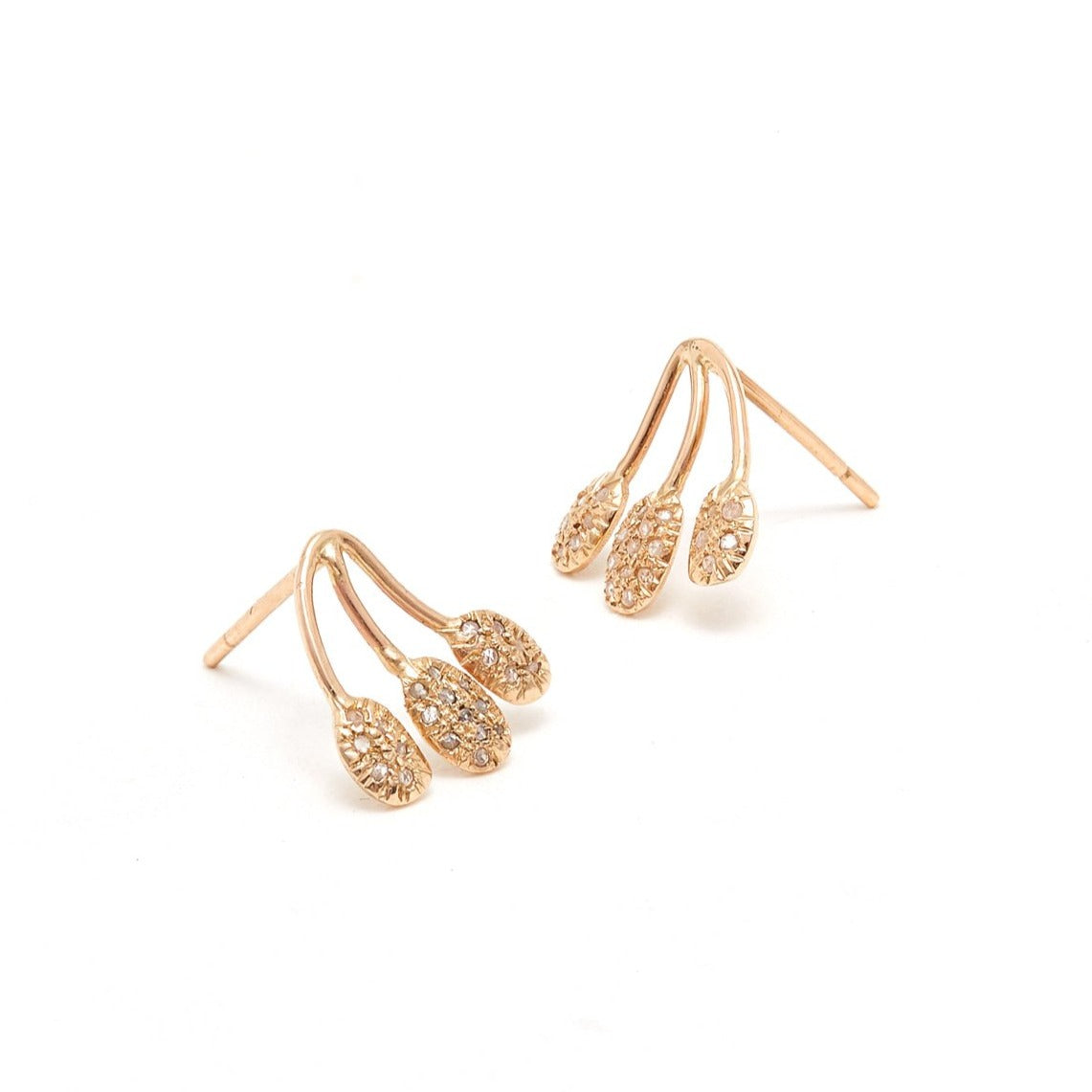 Diamond Pave Branch Stud Earrings