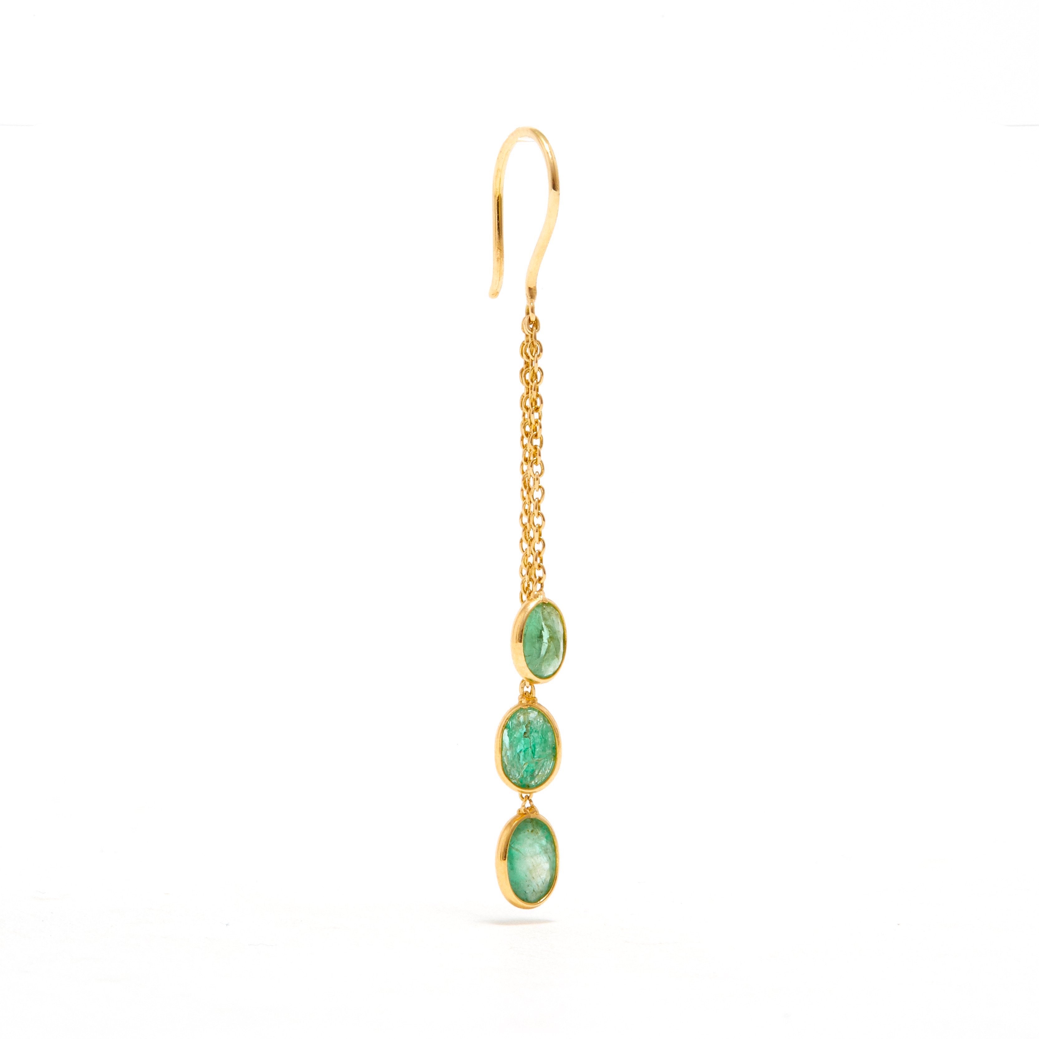 Emerald Cascade Chain Earrings