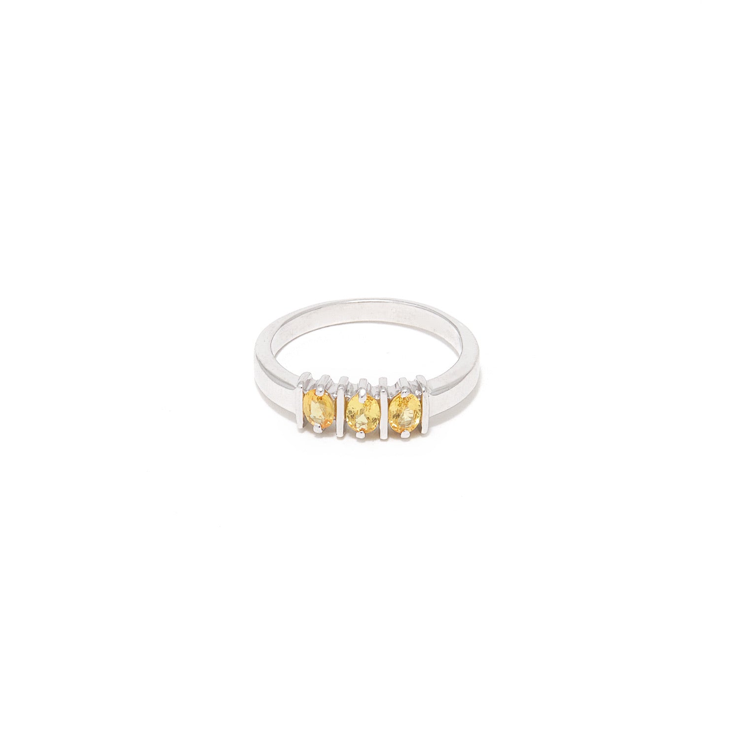 Yellow Sapphire Trois Baguette Band-Ring-Jaipur Atelier