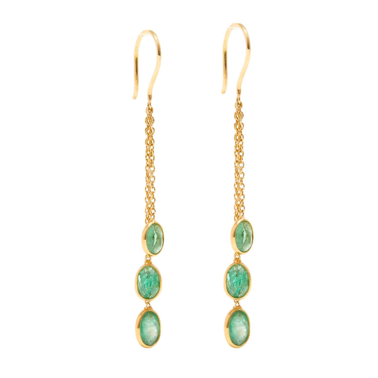 Emerald Cascade Chain Earrings