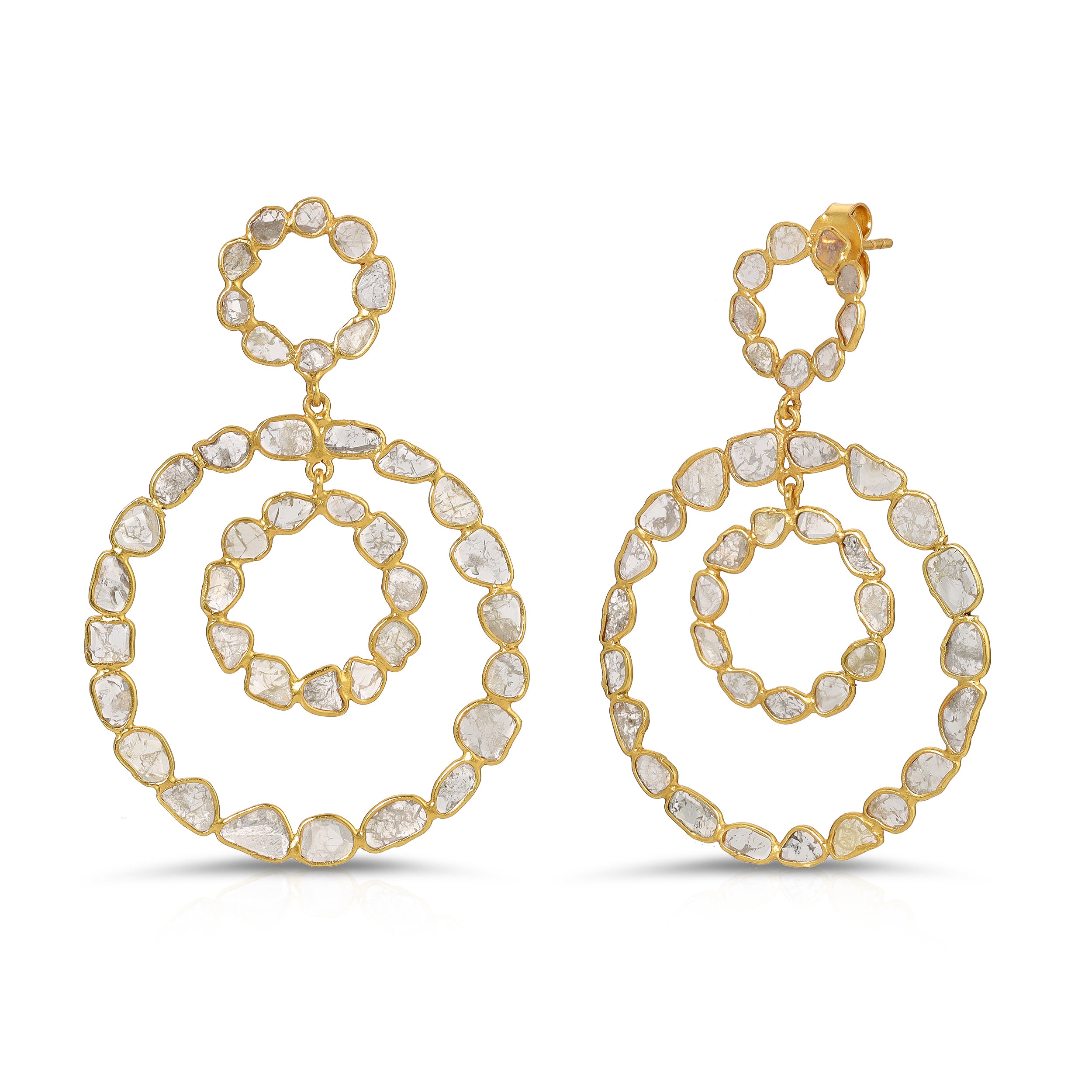 Golden Diaphanous Diamonds Doublet Hoops