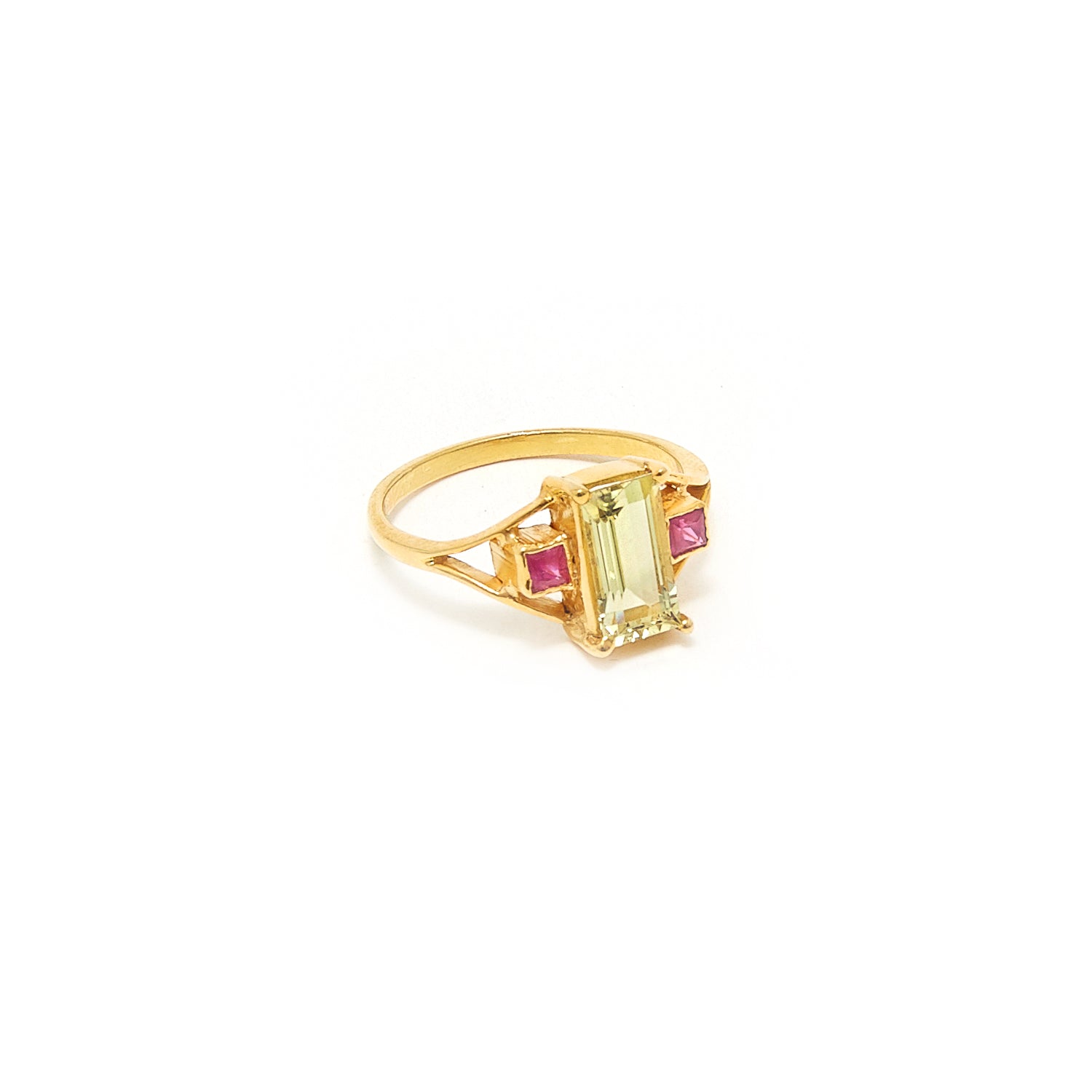 Yellow Aquamarine Ruby Ring