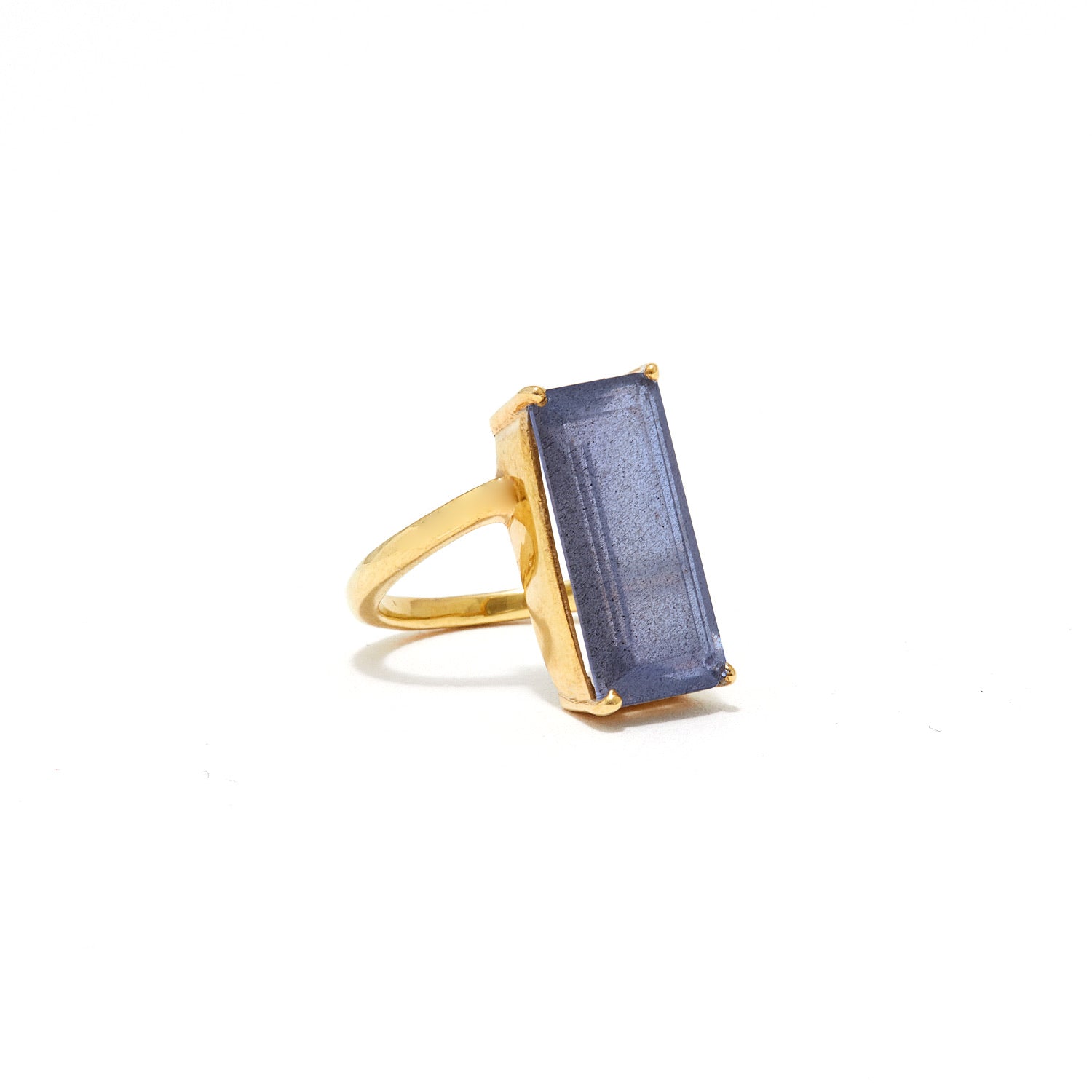 Labradorite Emerald Cut Abstract Set Cocktail Ring-Ring-Jaipur Atelier
