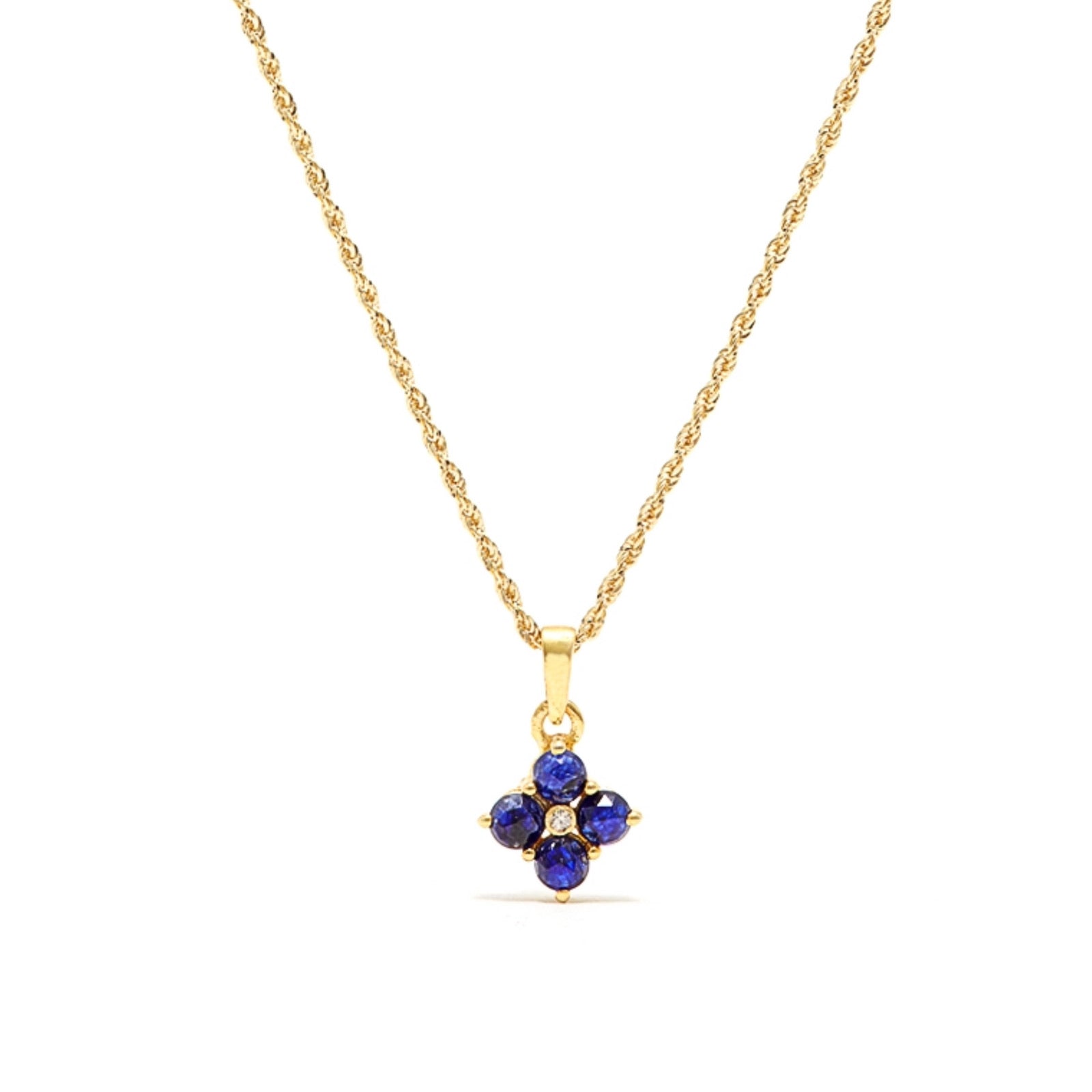 Petit Jai Sapphire Diamond Pendant-Pendant-Jaipur Atelier