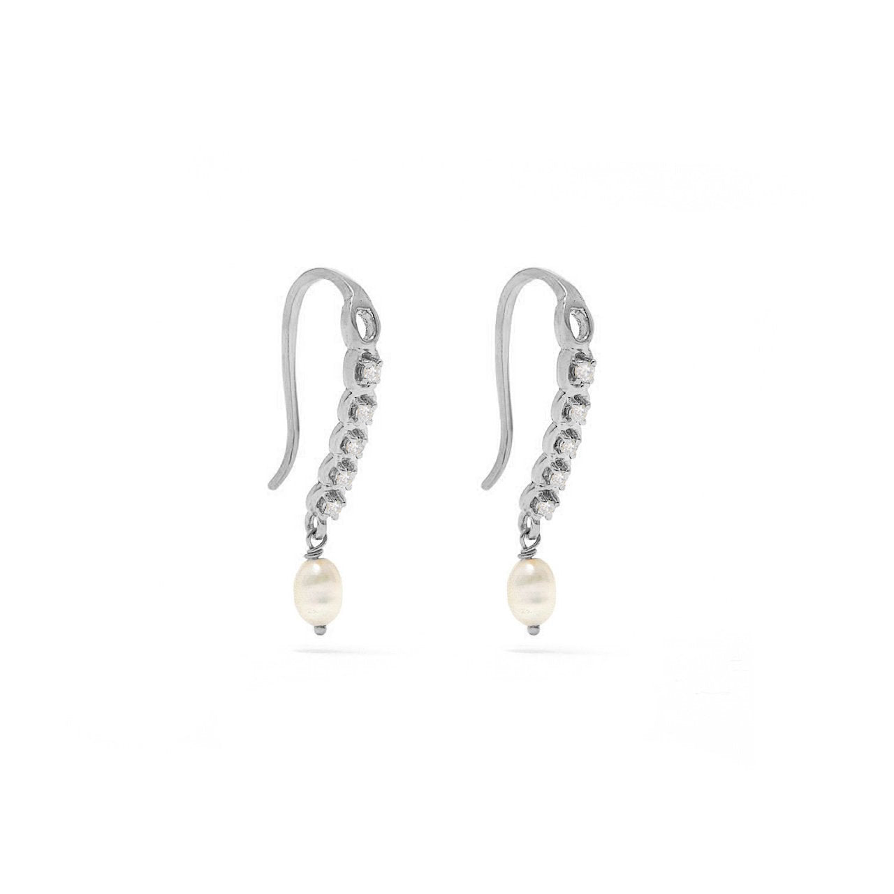 Laura White Diamond Pearl Earrings