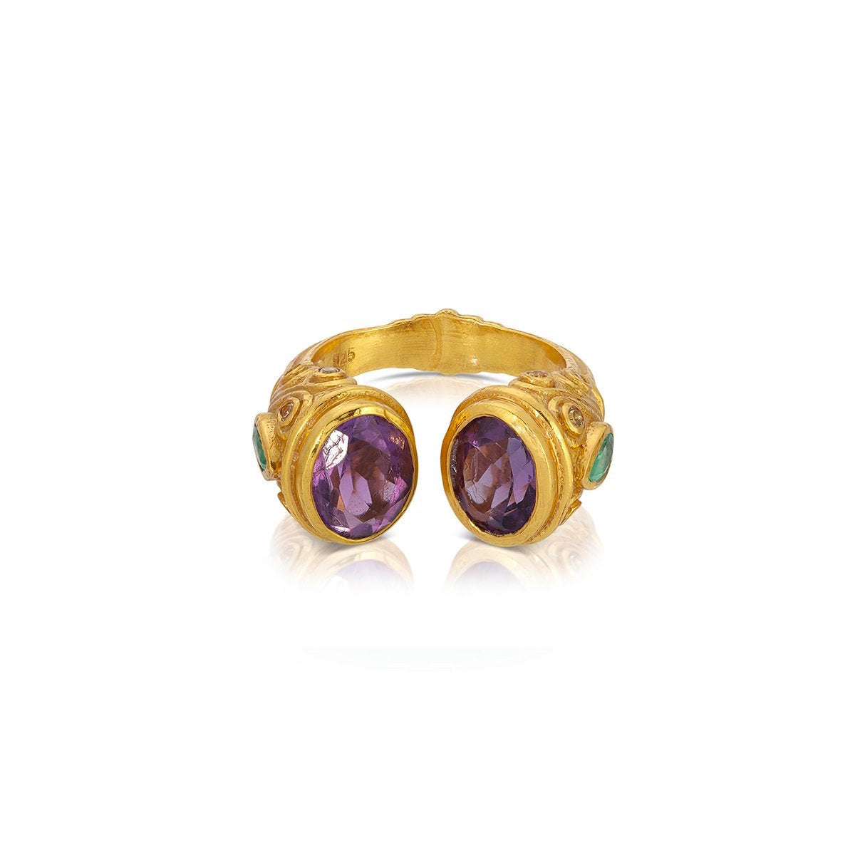 Amethyst Emerald Maharani Ring