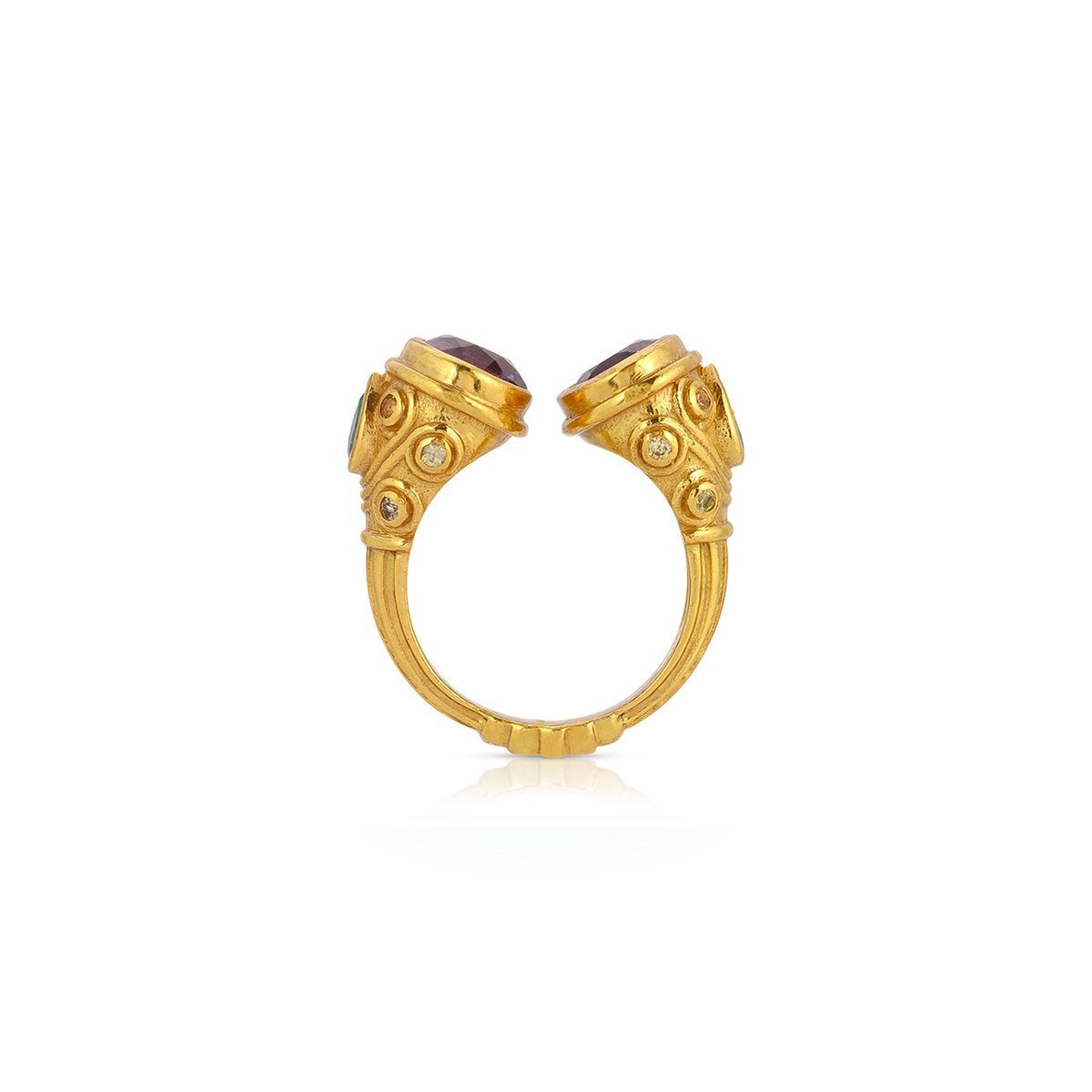 Amethyst Emerald Maharani Ring