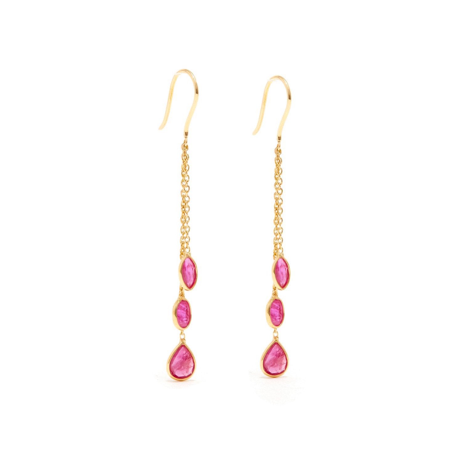 Ruby Cascade Chain Earrings