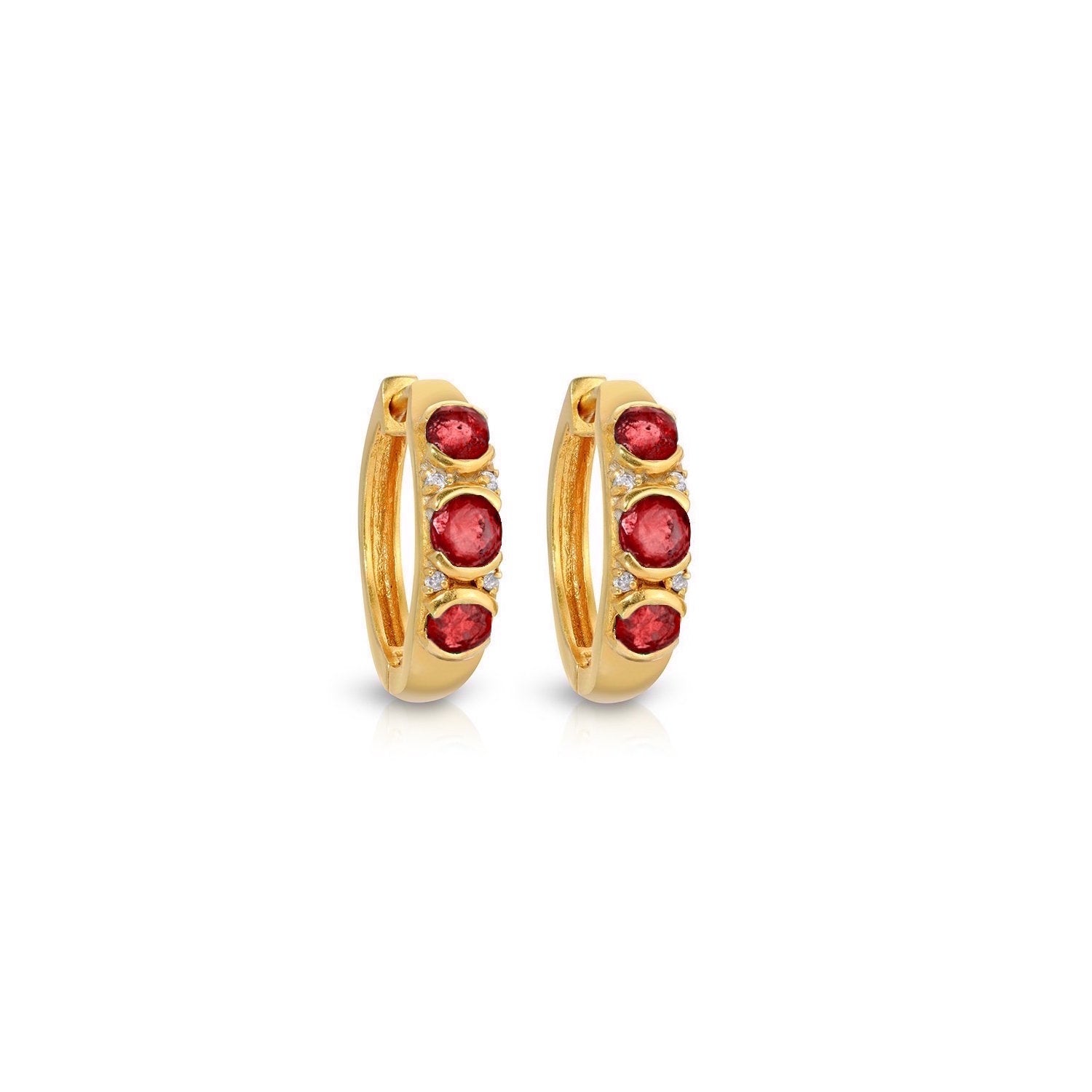 Ruby Diamond Trio Hoop Earrings