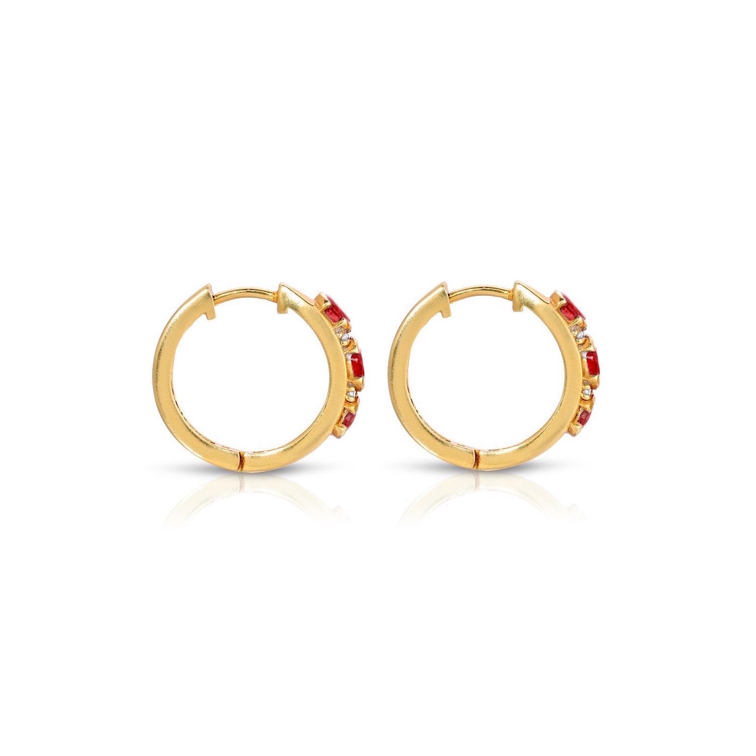 Ruby Diamond Trio Hoop Earrings