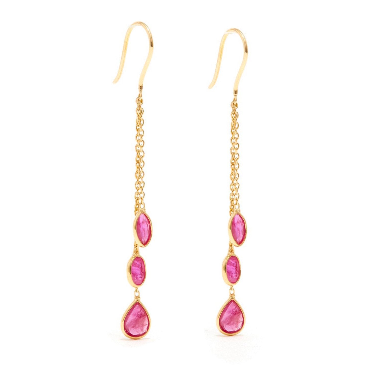 Ruby Cascade Chain Earrings