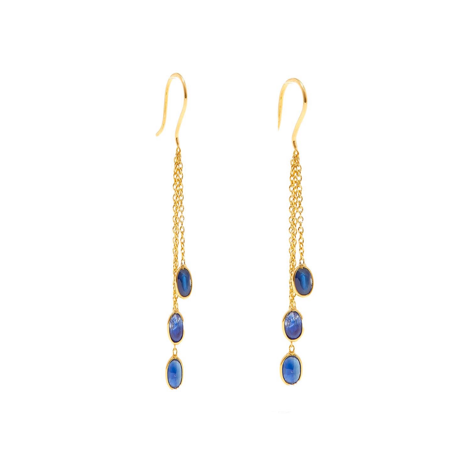 Sapphire Cascade Chain Earrings