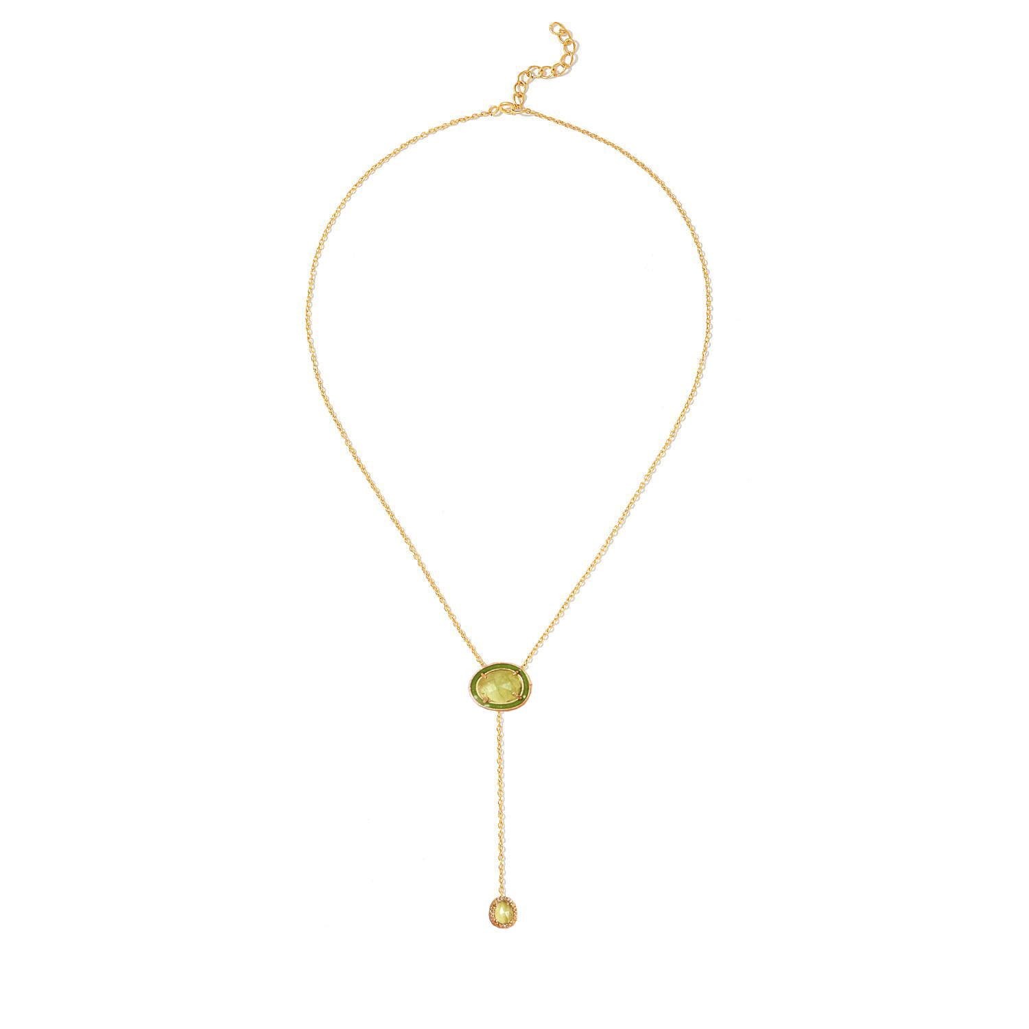 Chartreuse Enamel Diamond Tourmaline T Pendant