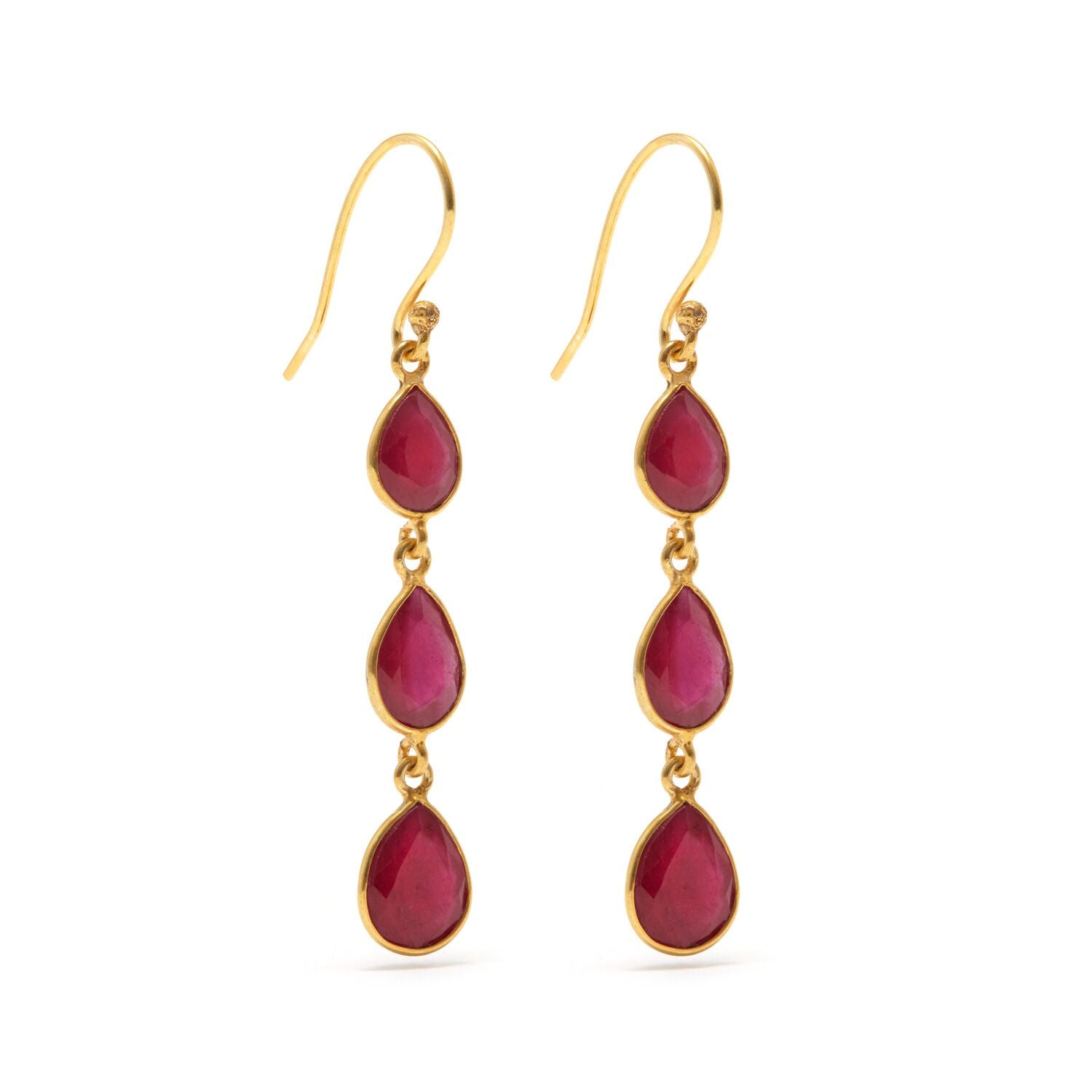 Jaipur Atelier Ruby Rush 3 Petit Drop Earrings
