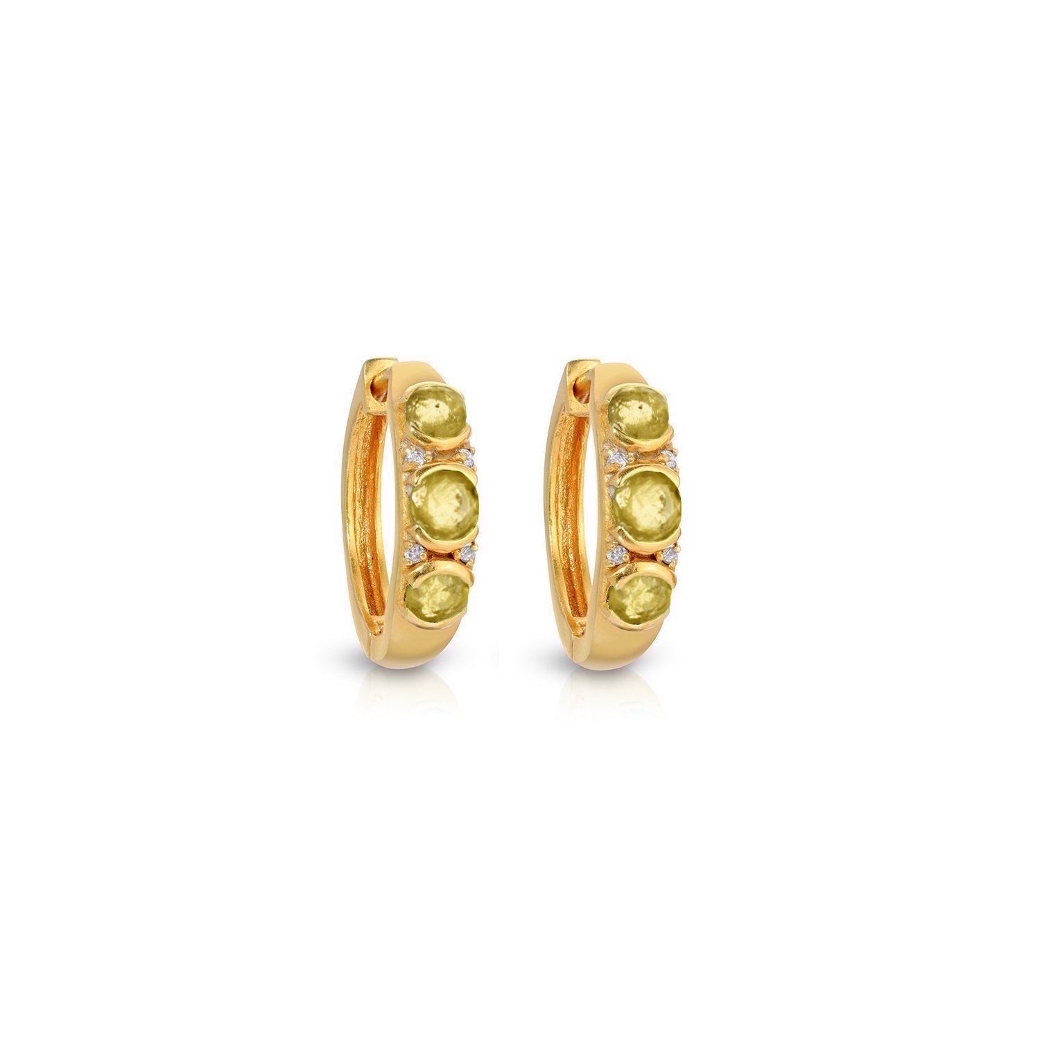 Yellow Sapphire Diamond Trio Hoop Earrings