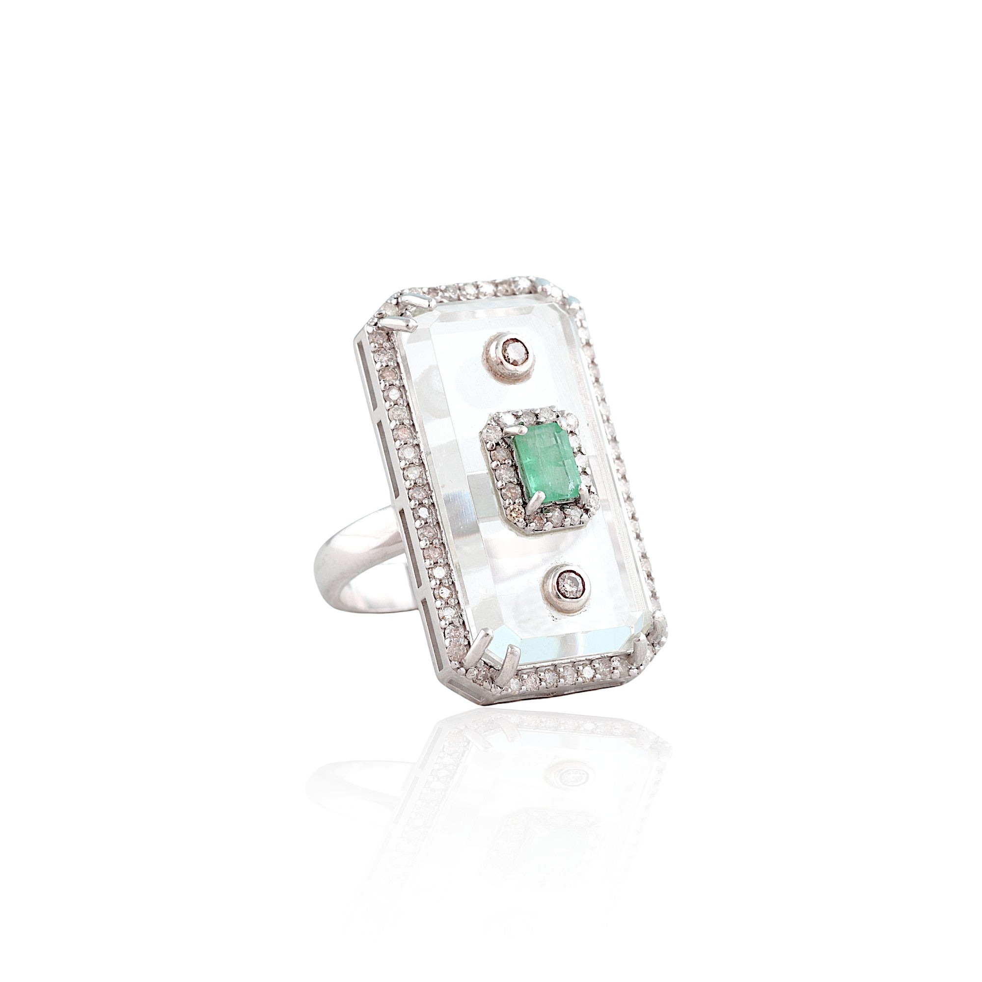 Emerald Diamond Crystal Cocktail Ring