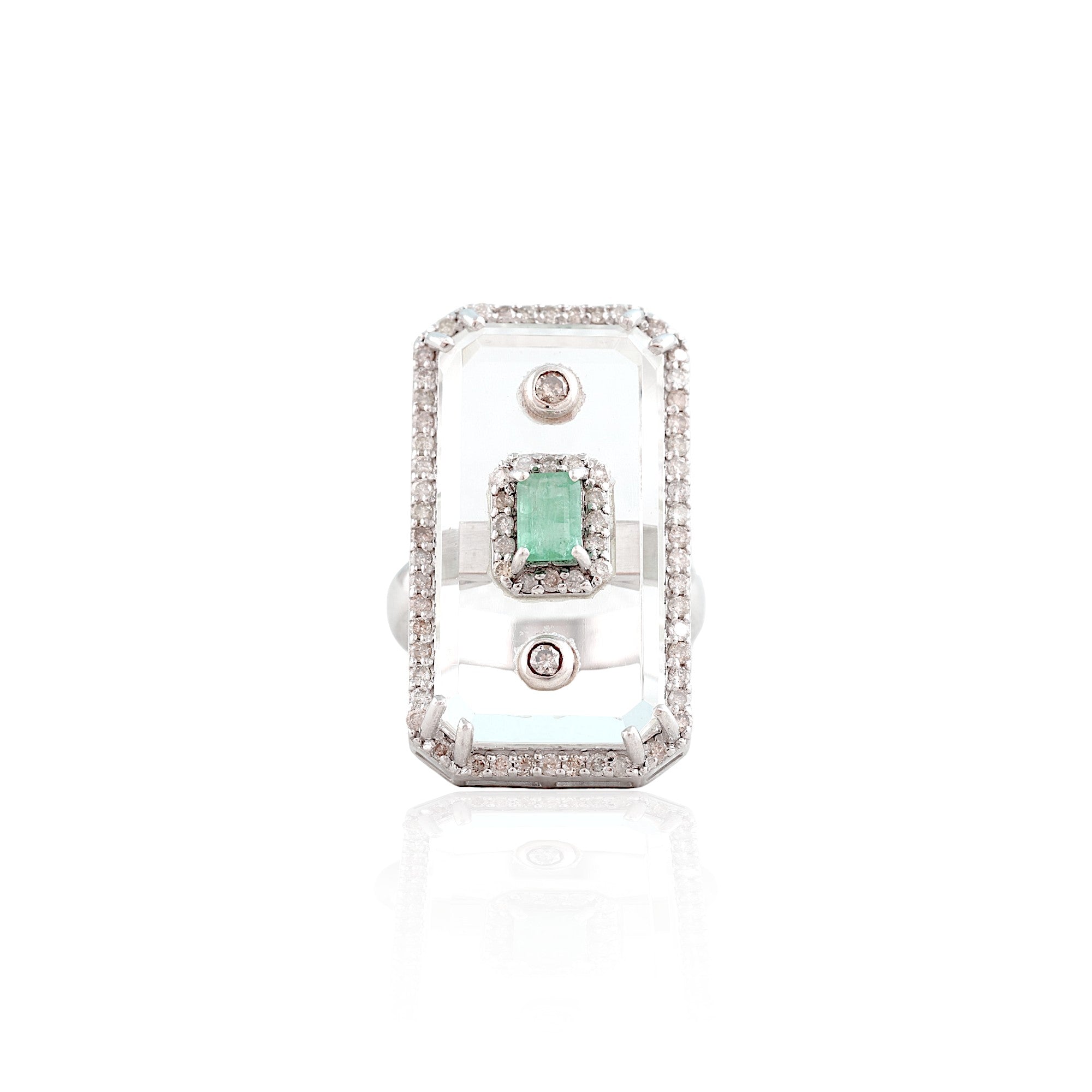 Emerald Diamond Crystal Cocktail Ring
