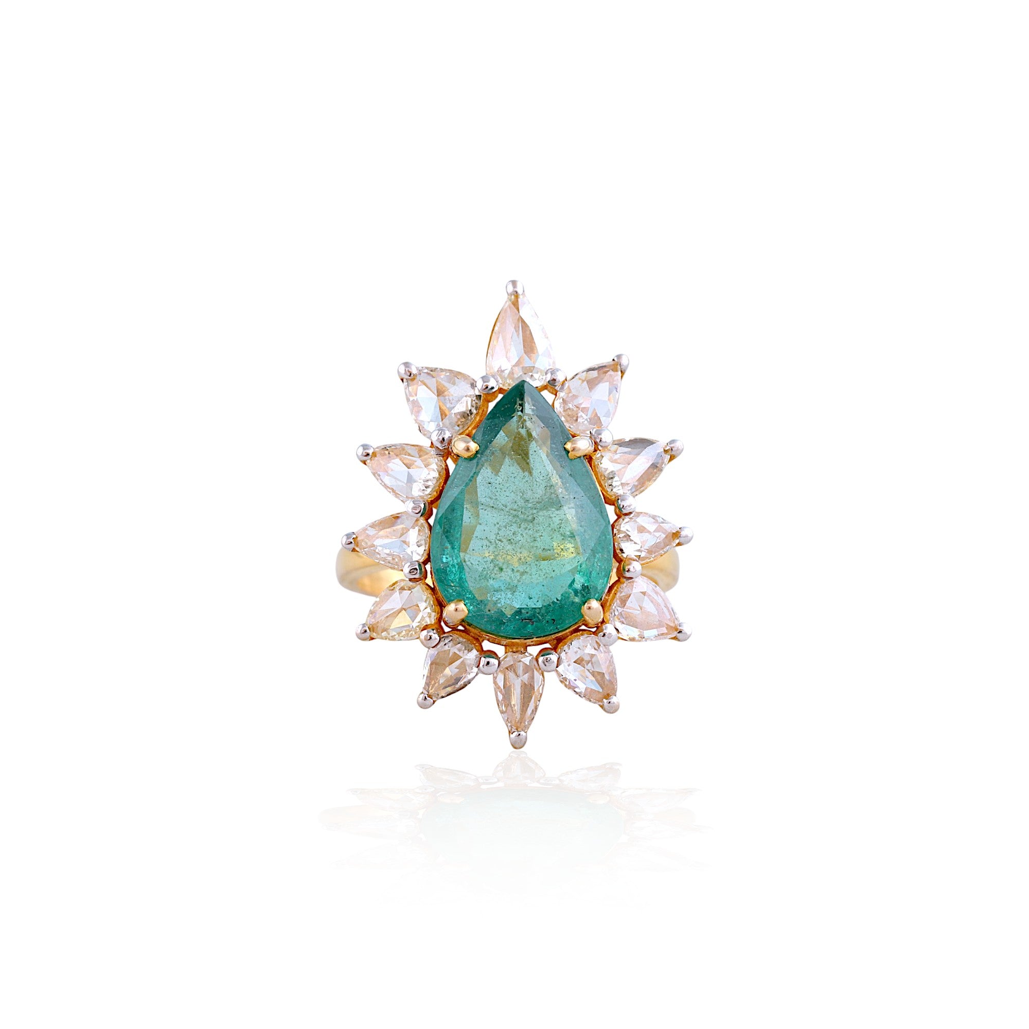 Spectacular Emerald Trillion Cut Diamond Dress Ring