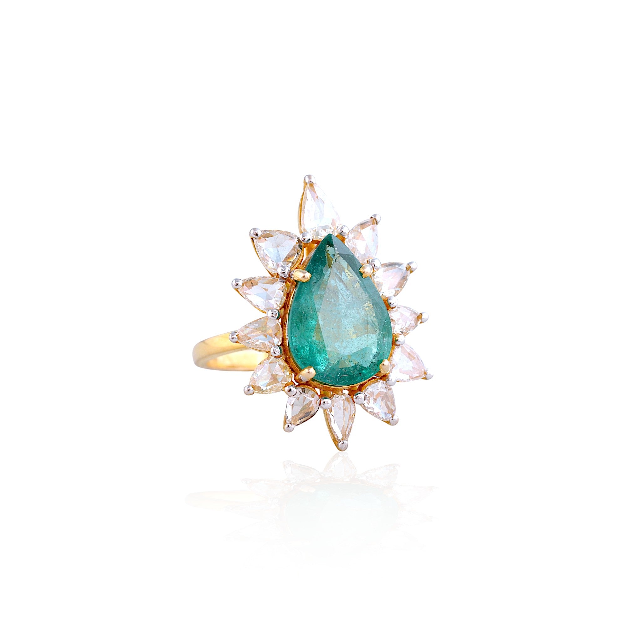 Spectacular Emerald Trillion Cut Diamond Dress Ring