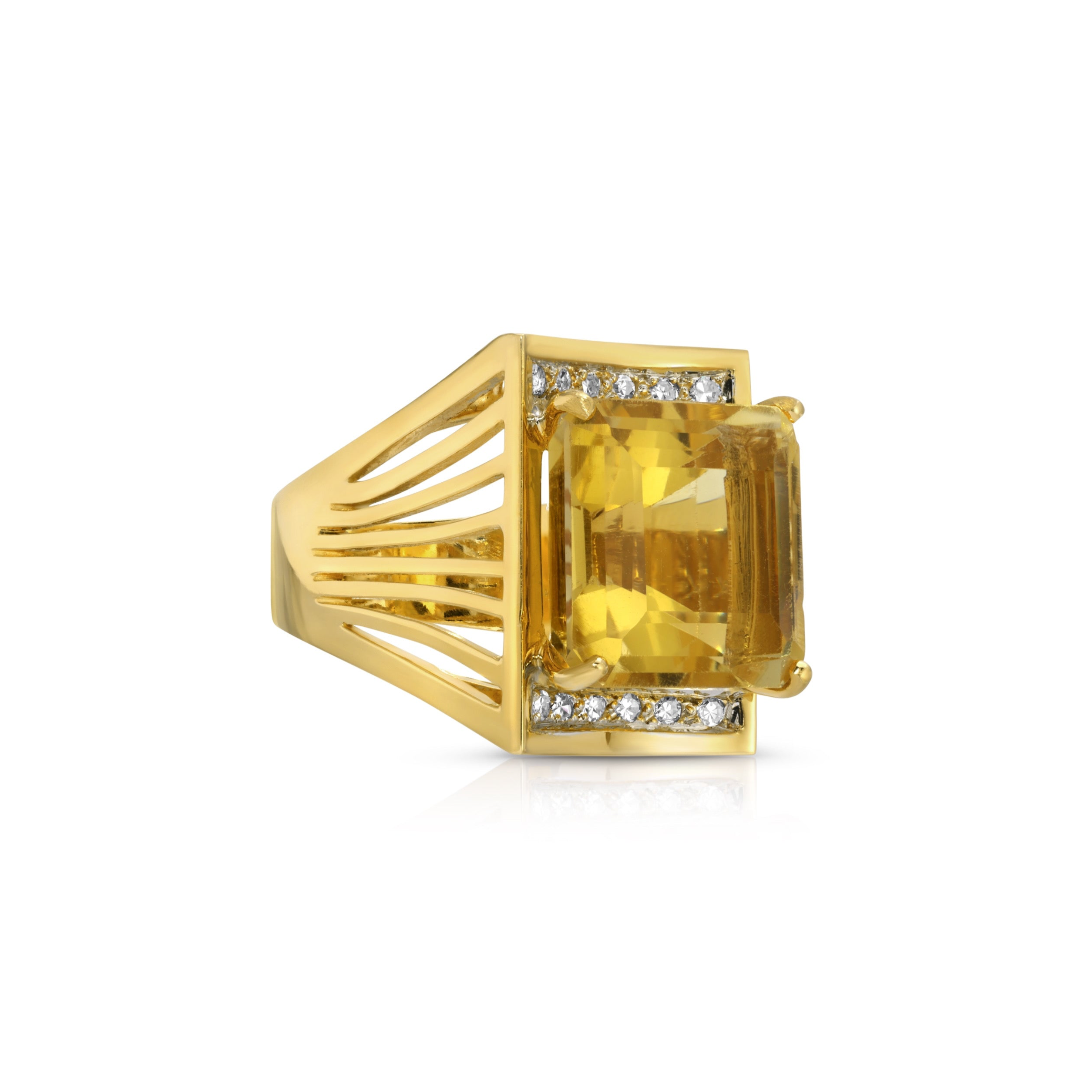 Yellow Beryl Diamond Cocktail Ring