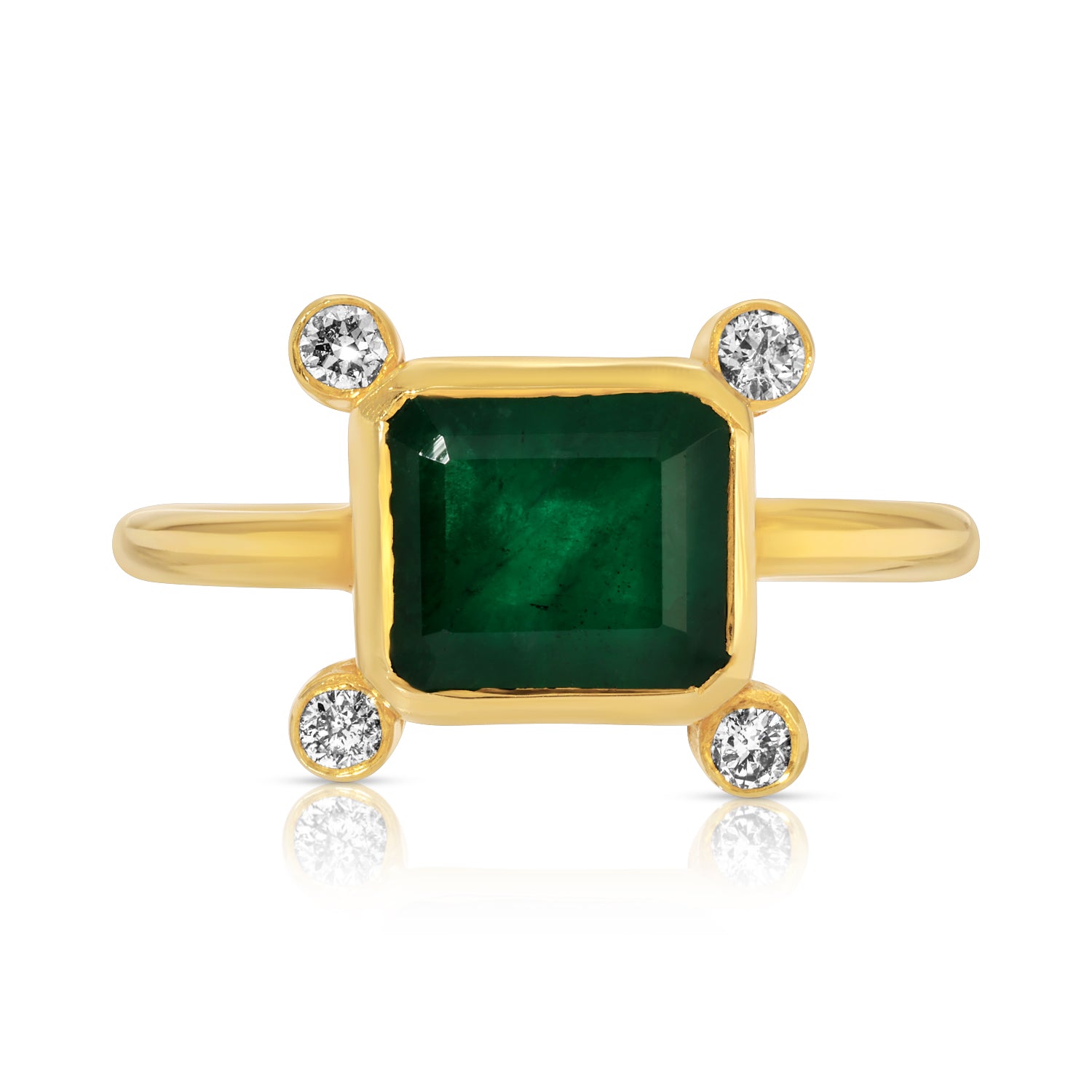 Emerald Diamond Dot Dress Ring