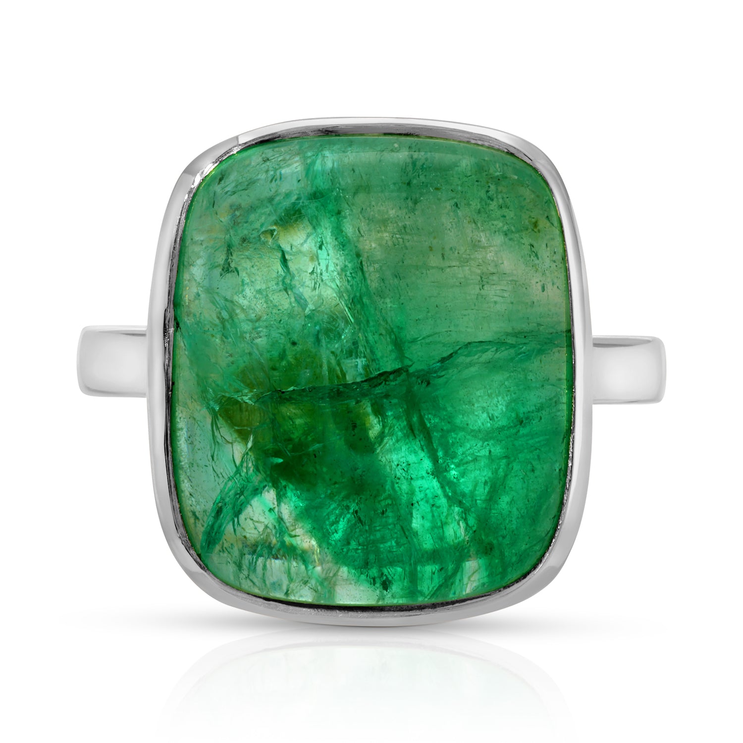 Emerald White Gold Signet Ring