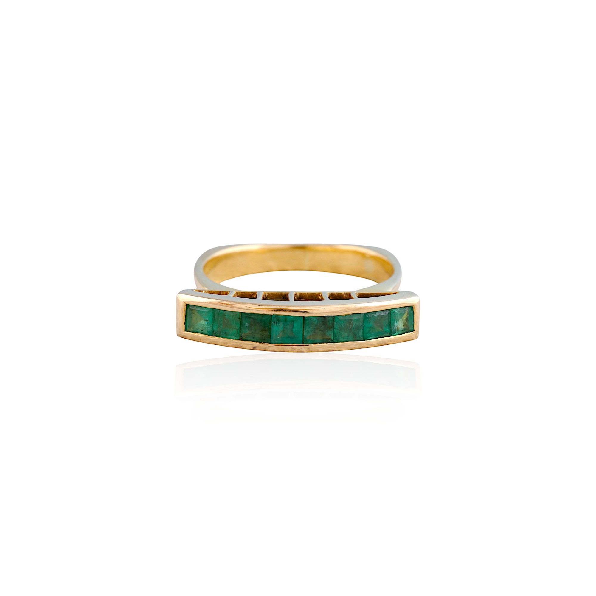 Emerald Baguette Gold  Channel Set Band Ring