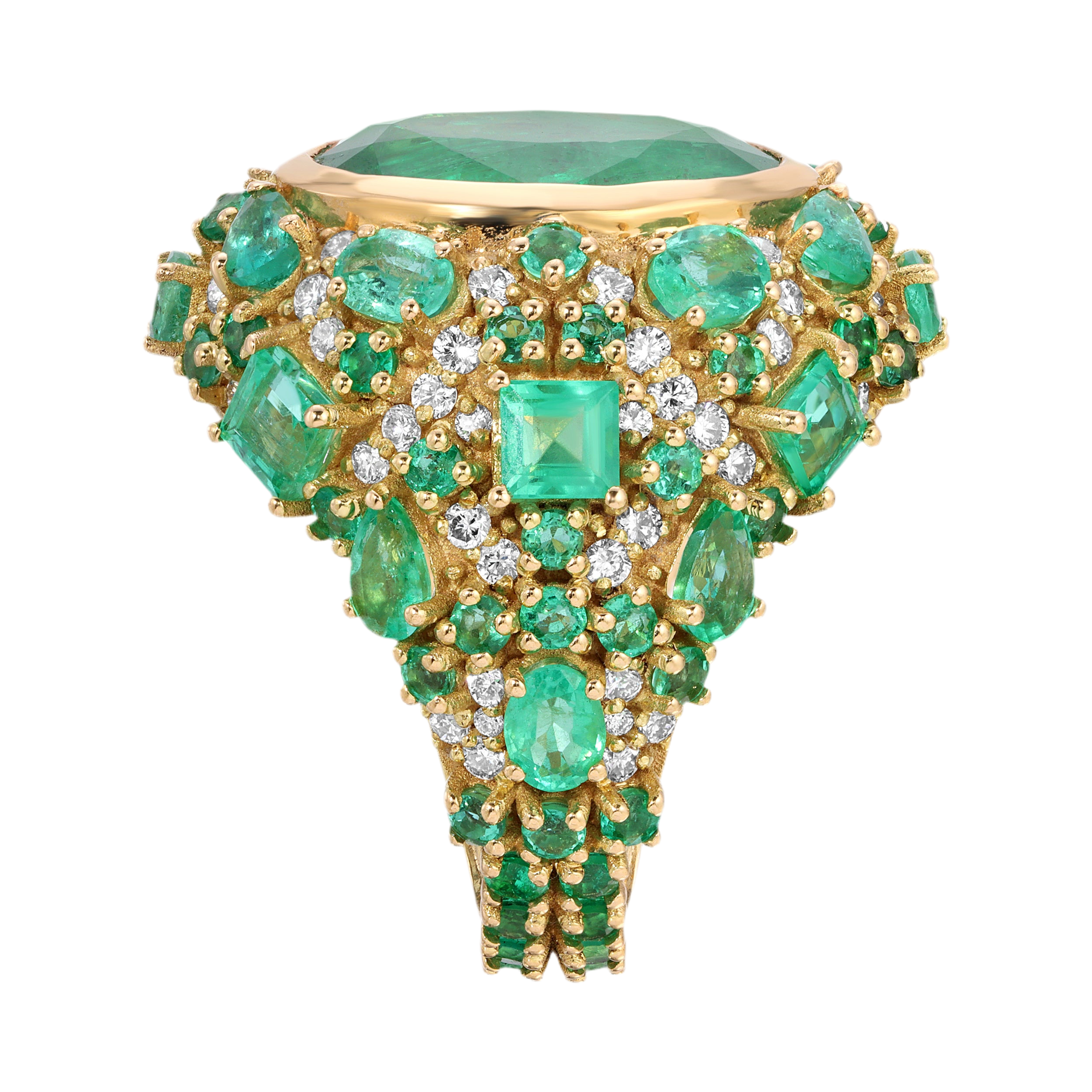 Emerald Bomba Diamond Cocktail Ring