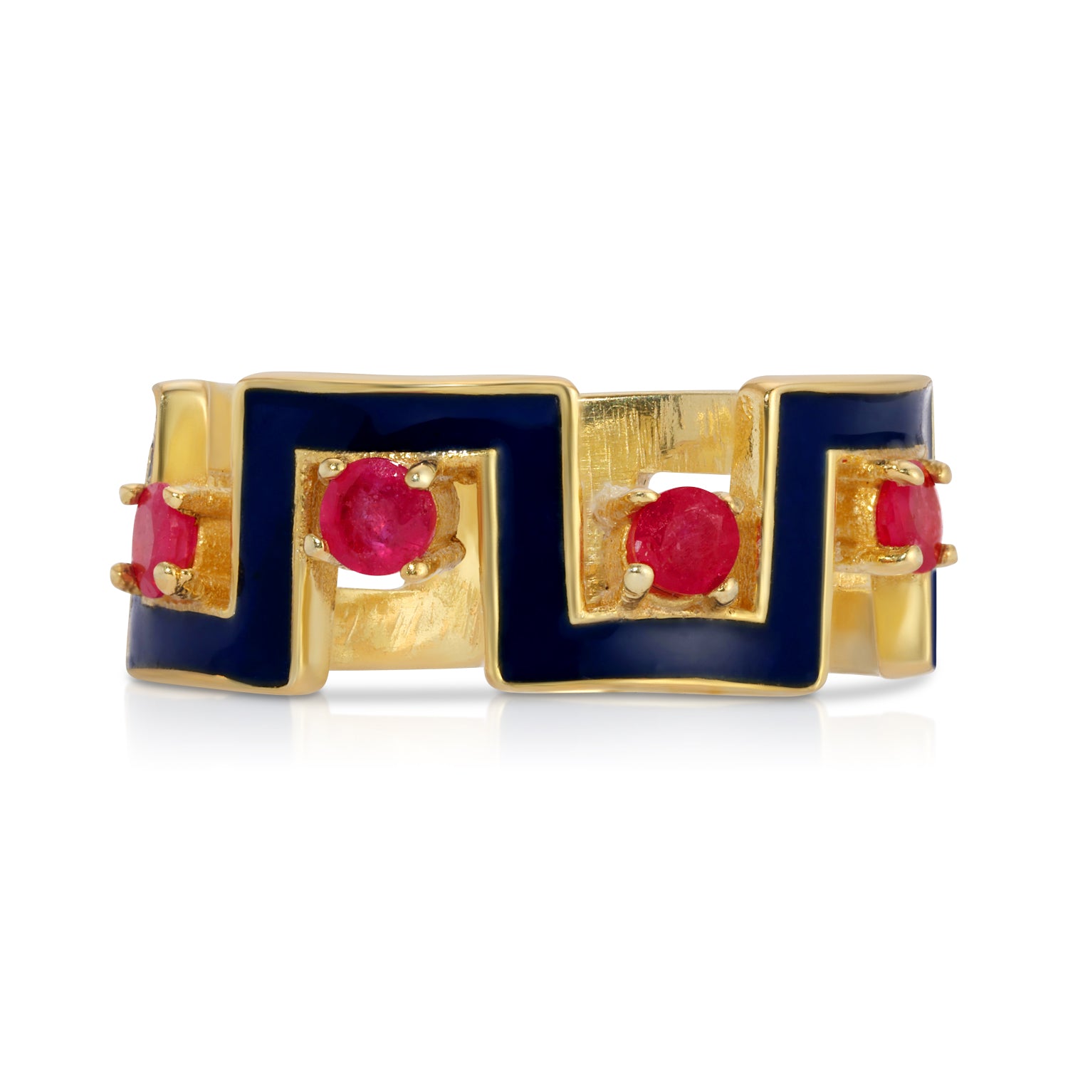 Ruby Navy Enamel Abstract Band Ring