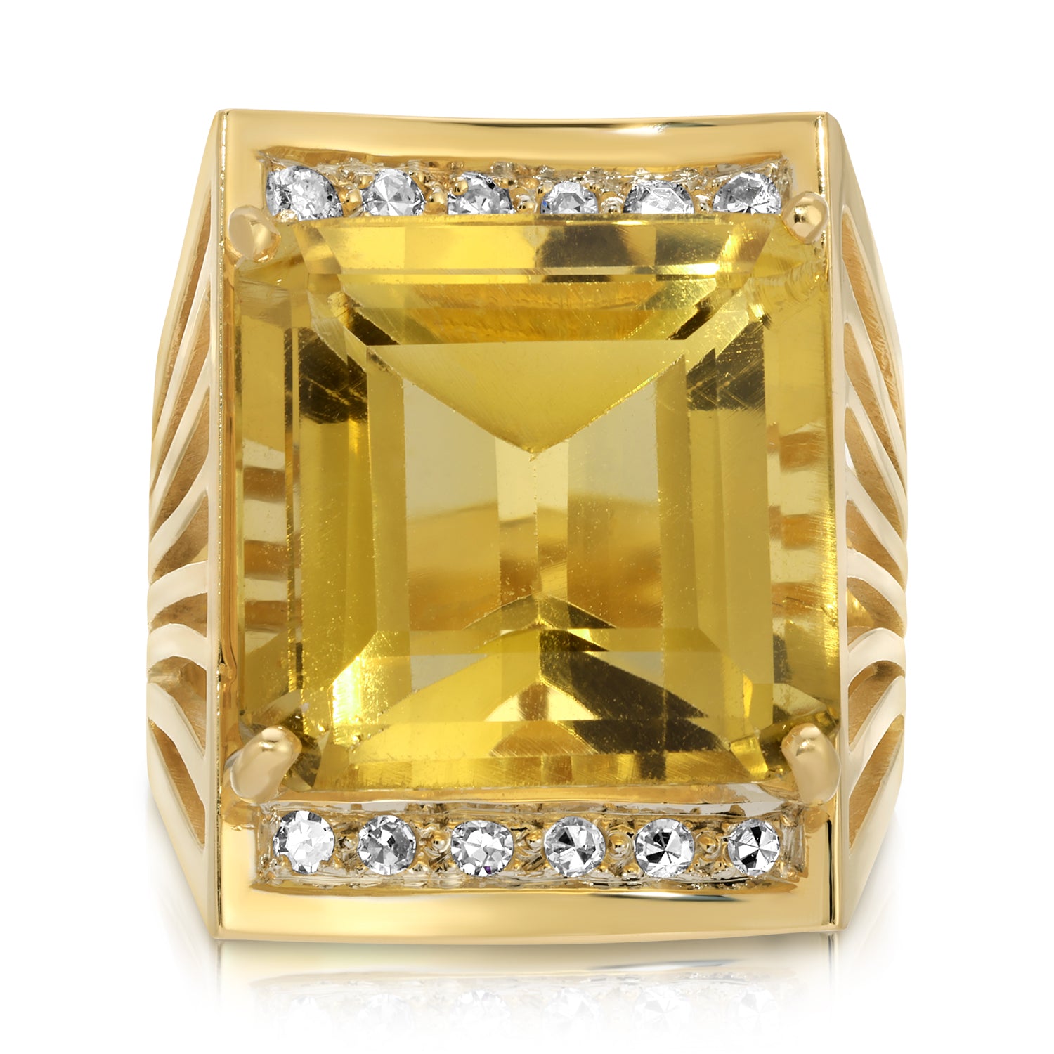 Yellow Beryl Diamond Cocktail Ring