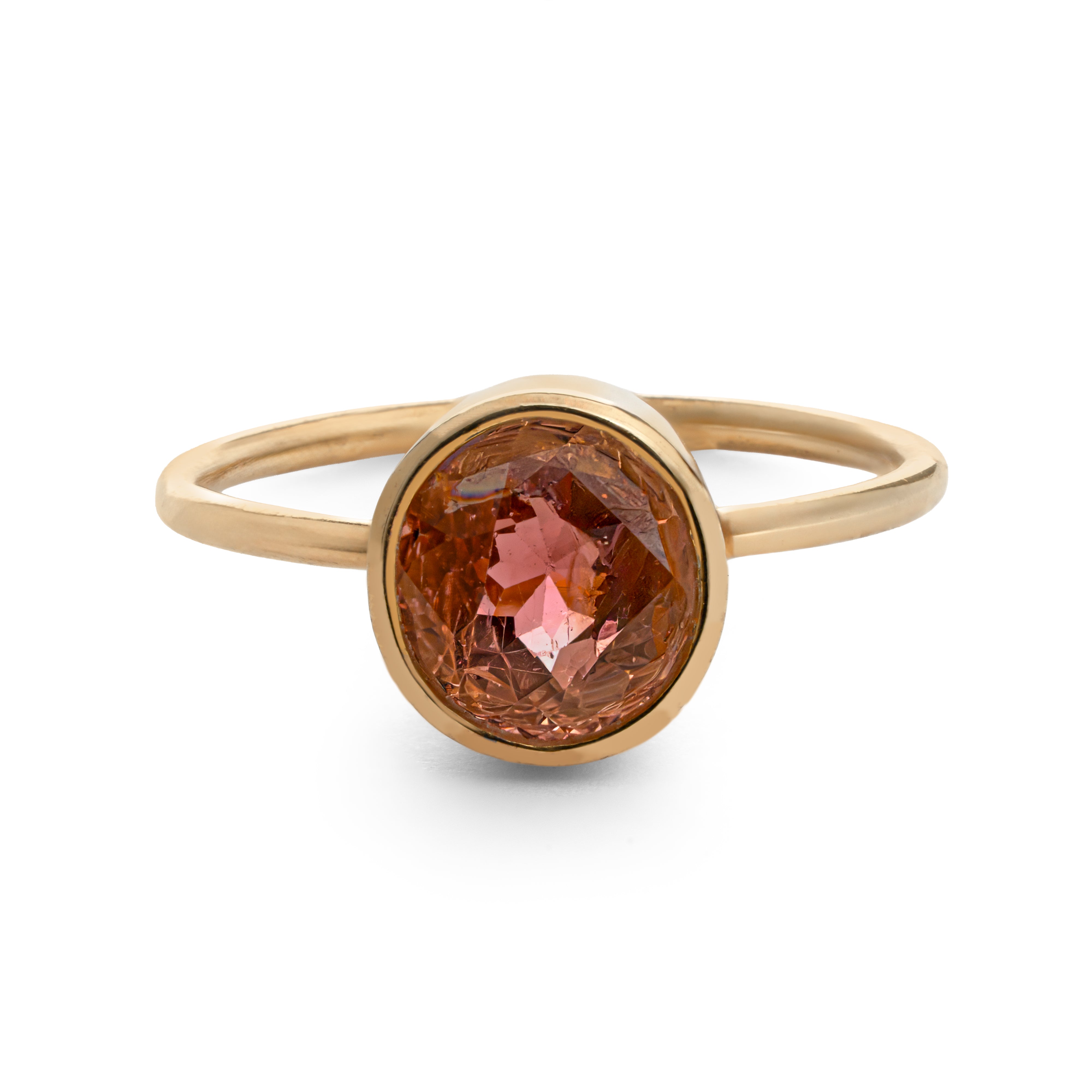 Pink Orange Fire Opal Signet Ring