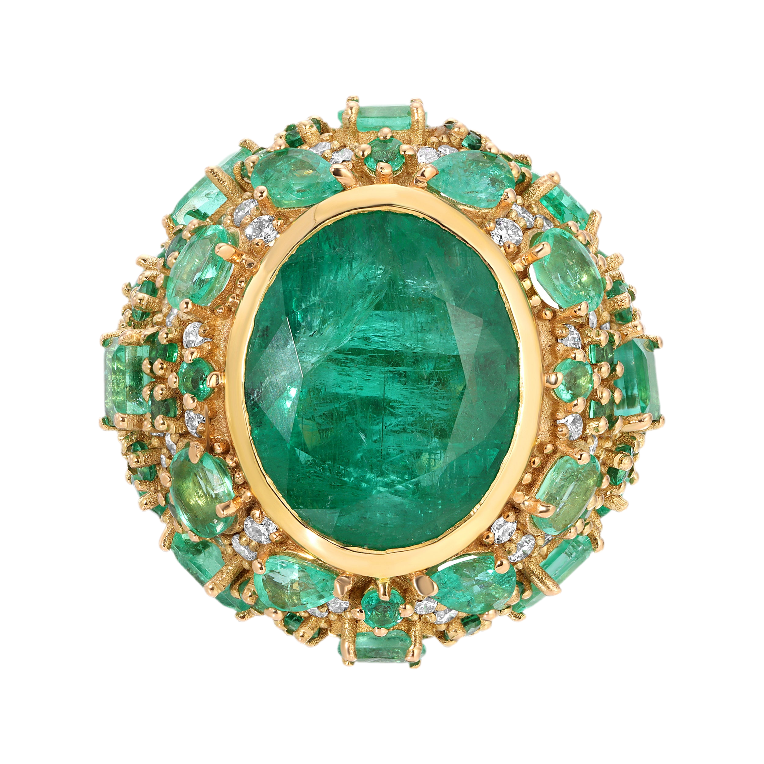 Emerald Bomba Diamond Cocktail Ring