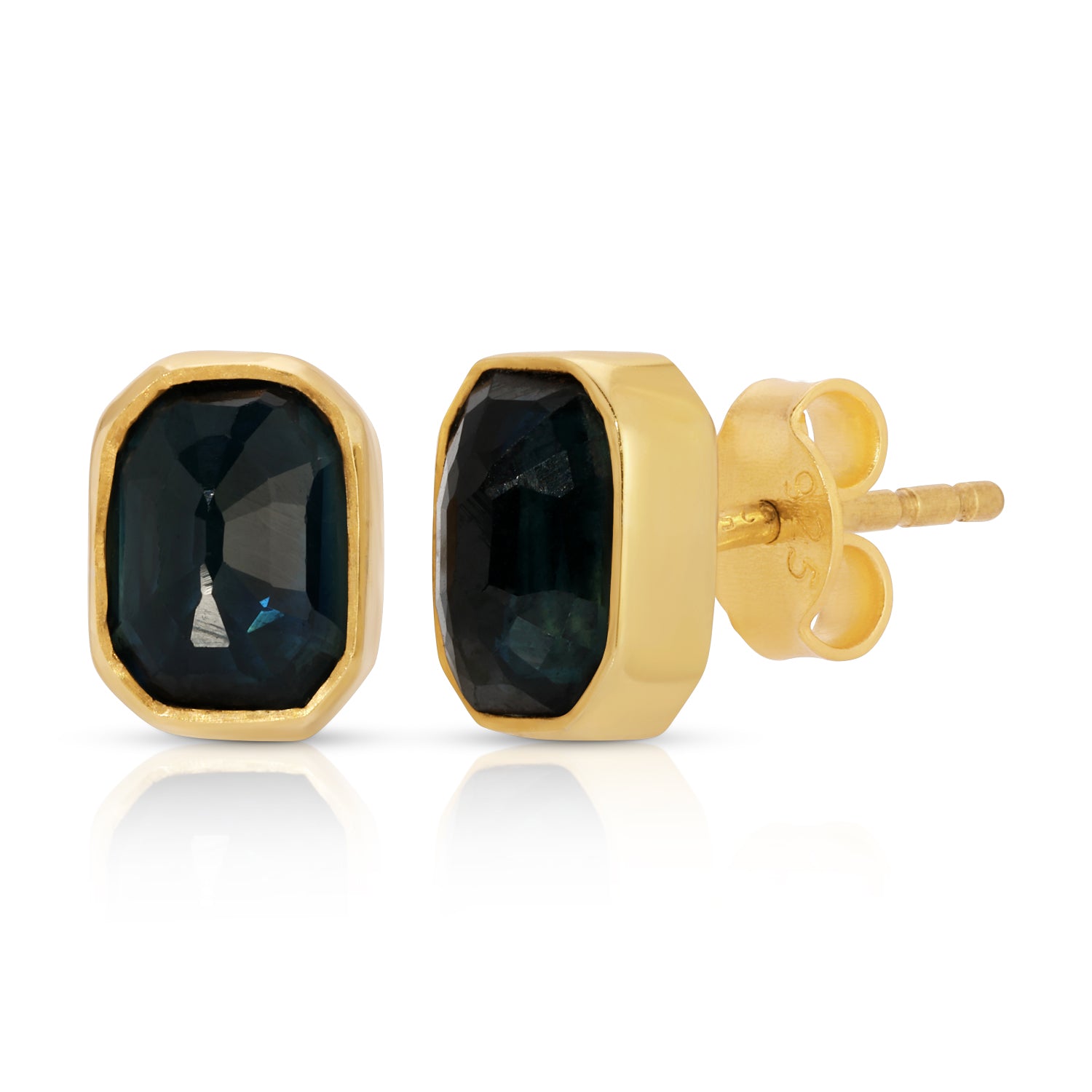 Teal Sapphire Bezel Dash Studs