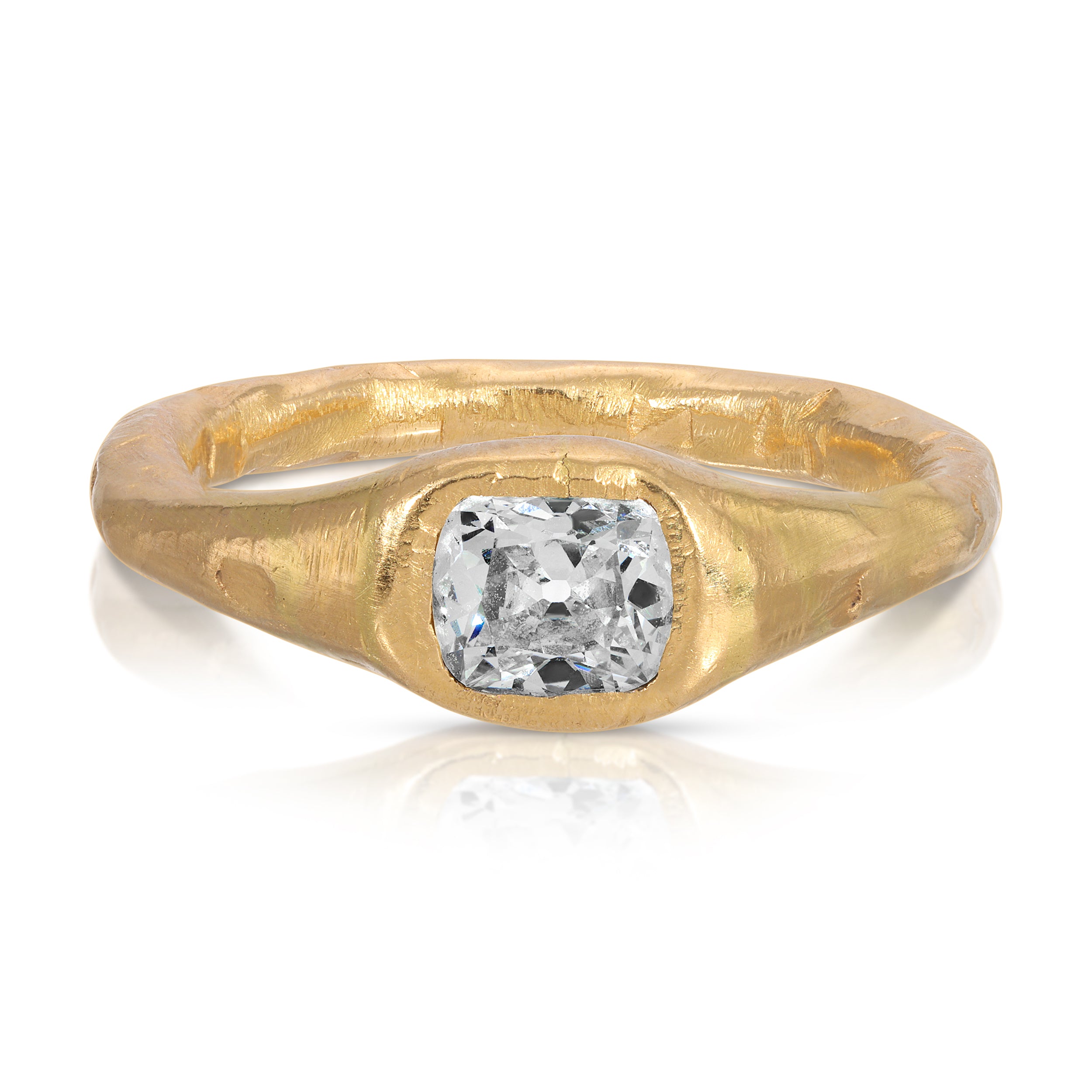 Gold Hammer Mine Cut Diamond Ring