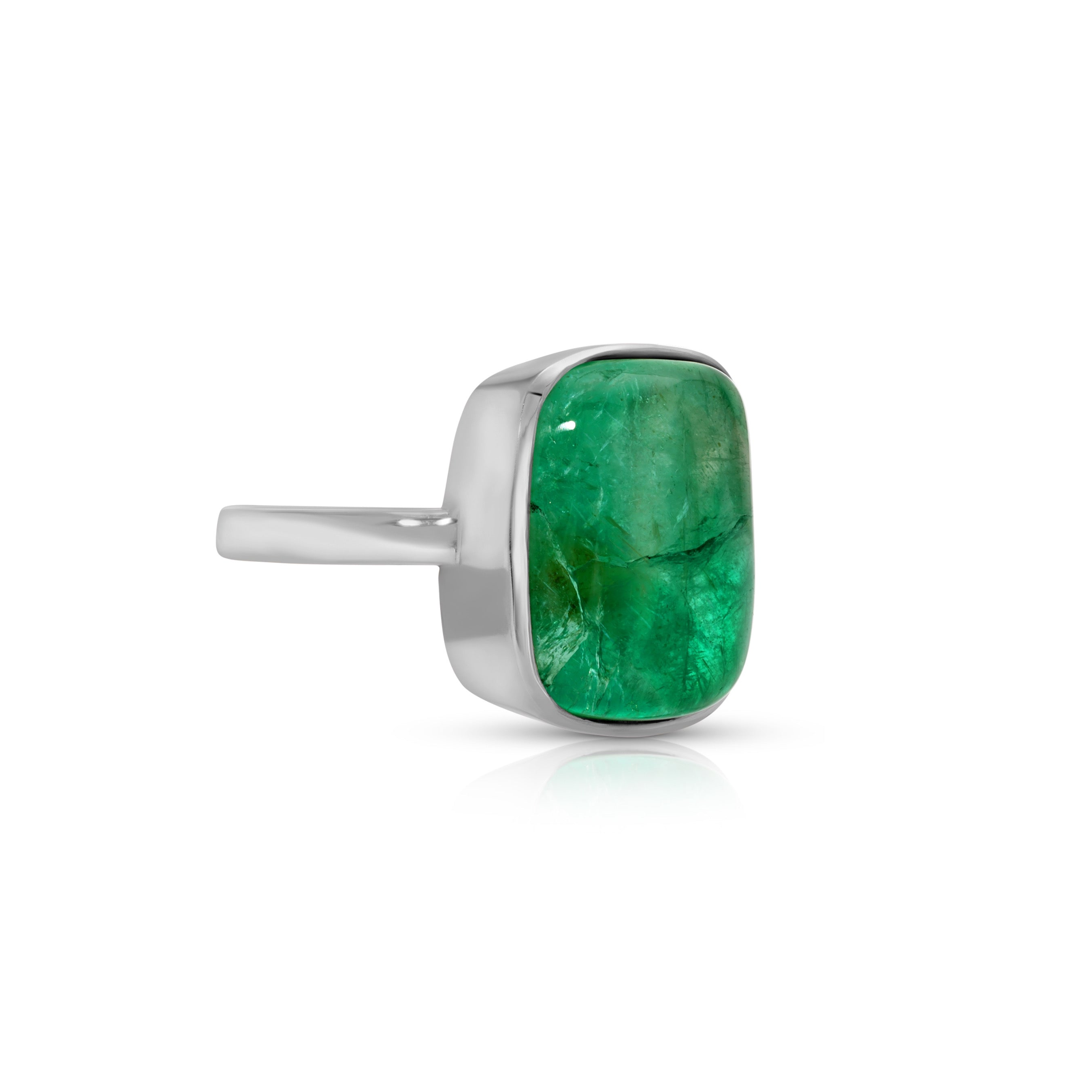 Emerald White Gold Signet Ring