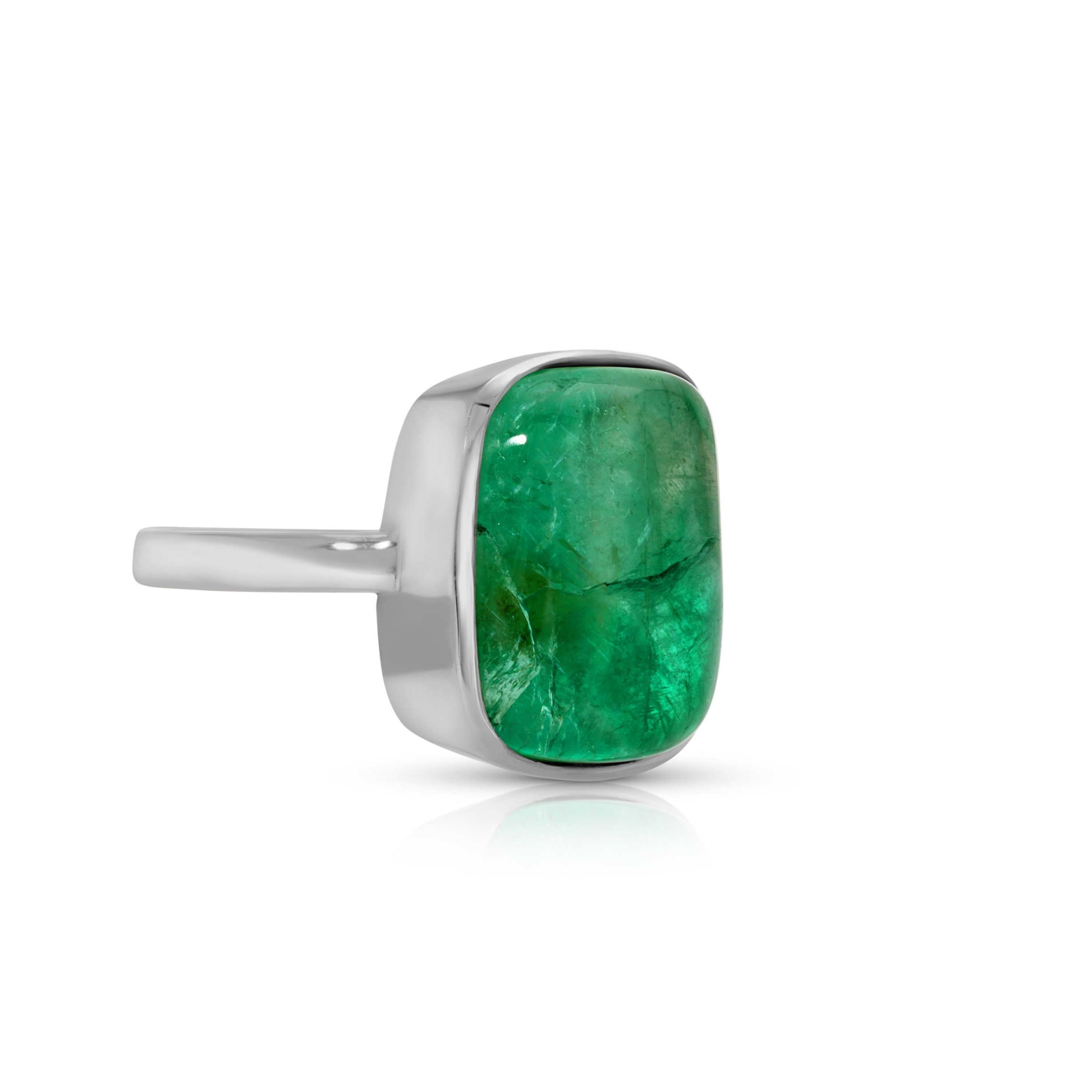 Emerald White Gold Signet Ring